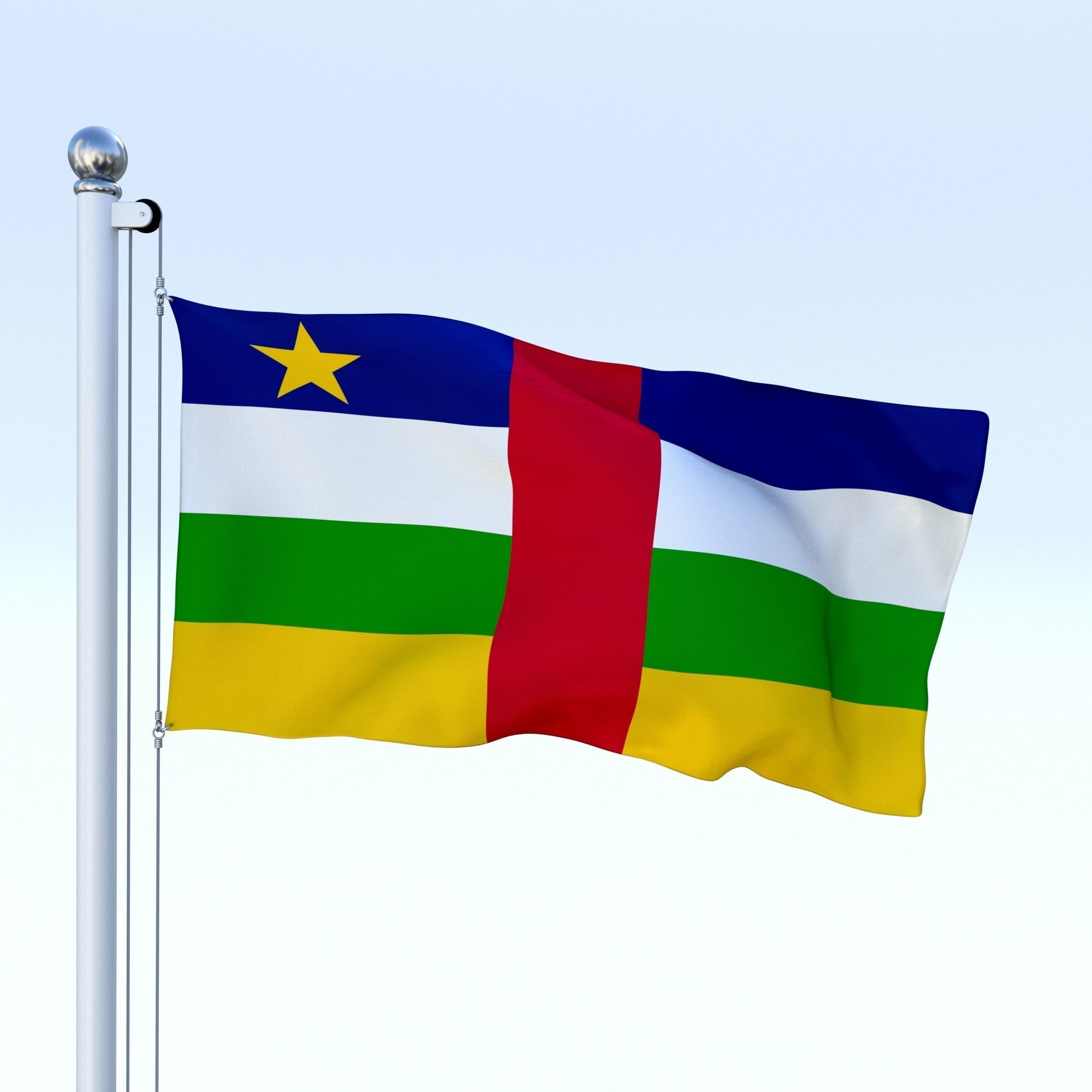 Animated Central African Republic Flag Low-poly 3D model_25