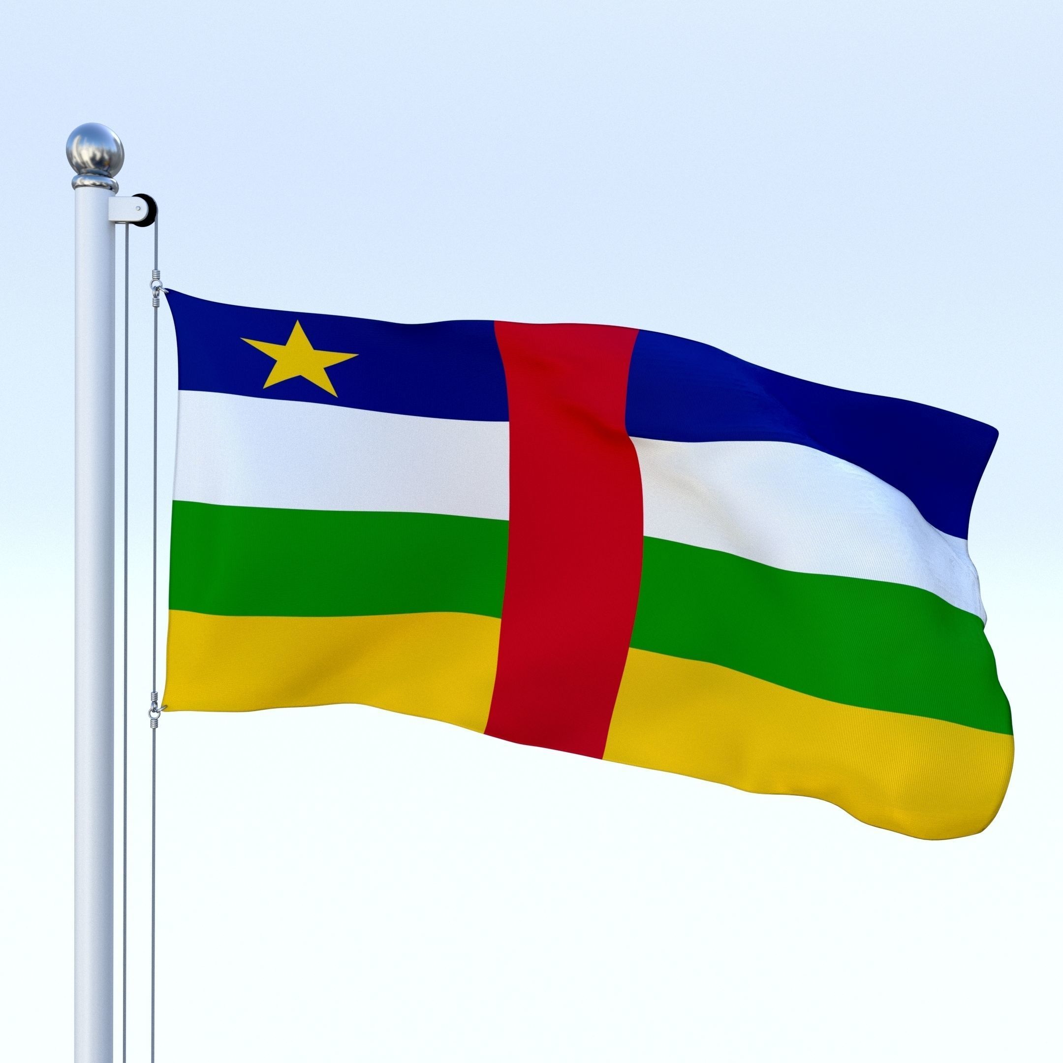 Animated Central African Republic Flag Low-poly 3D model_24