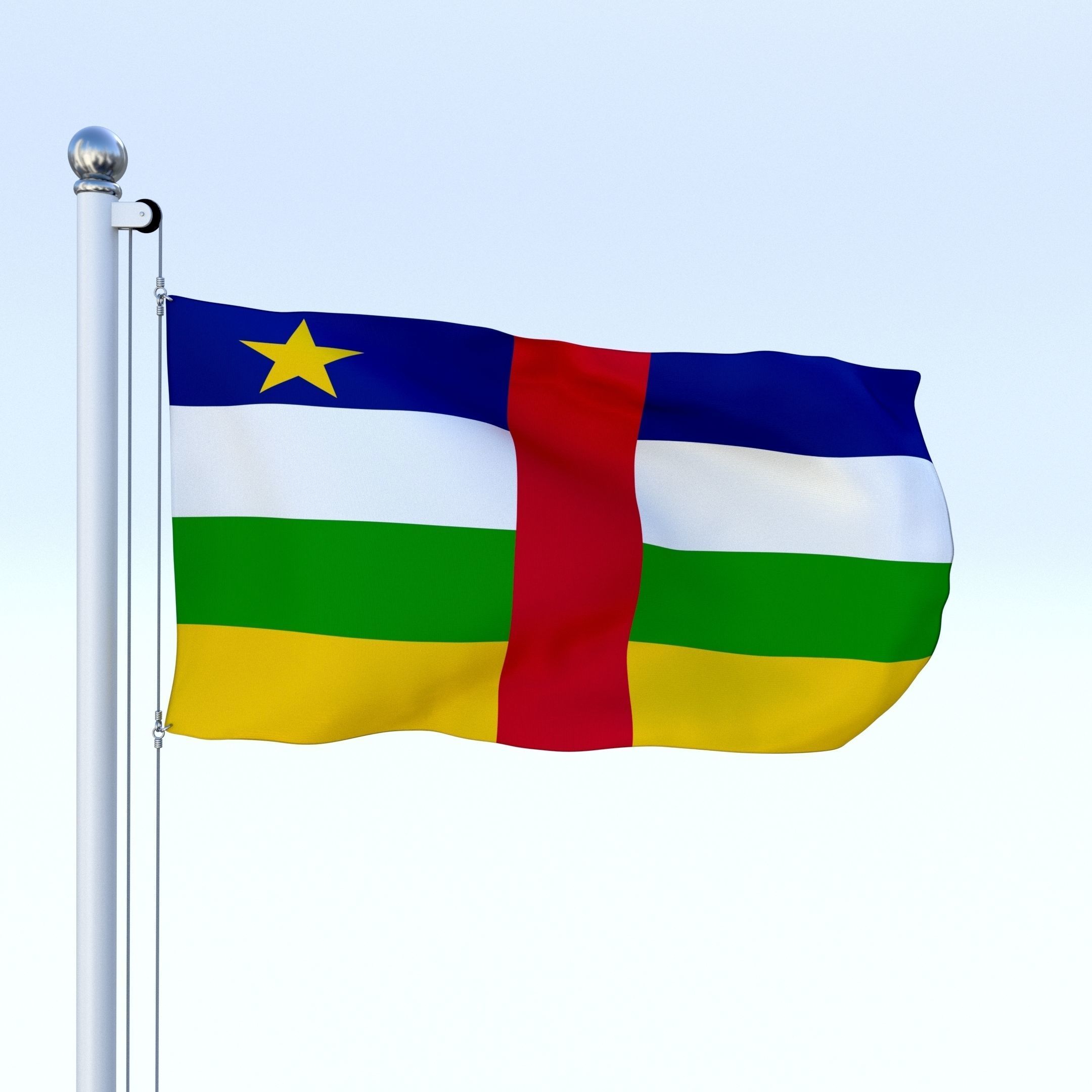 Animated Central African Republic Flag Low-poly 3D model_12