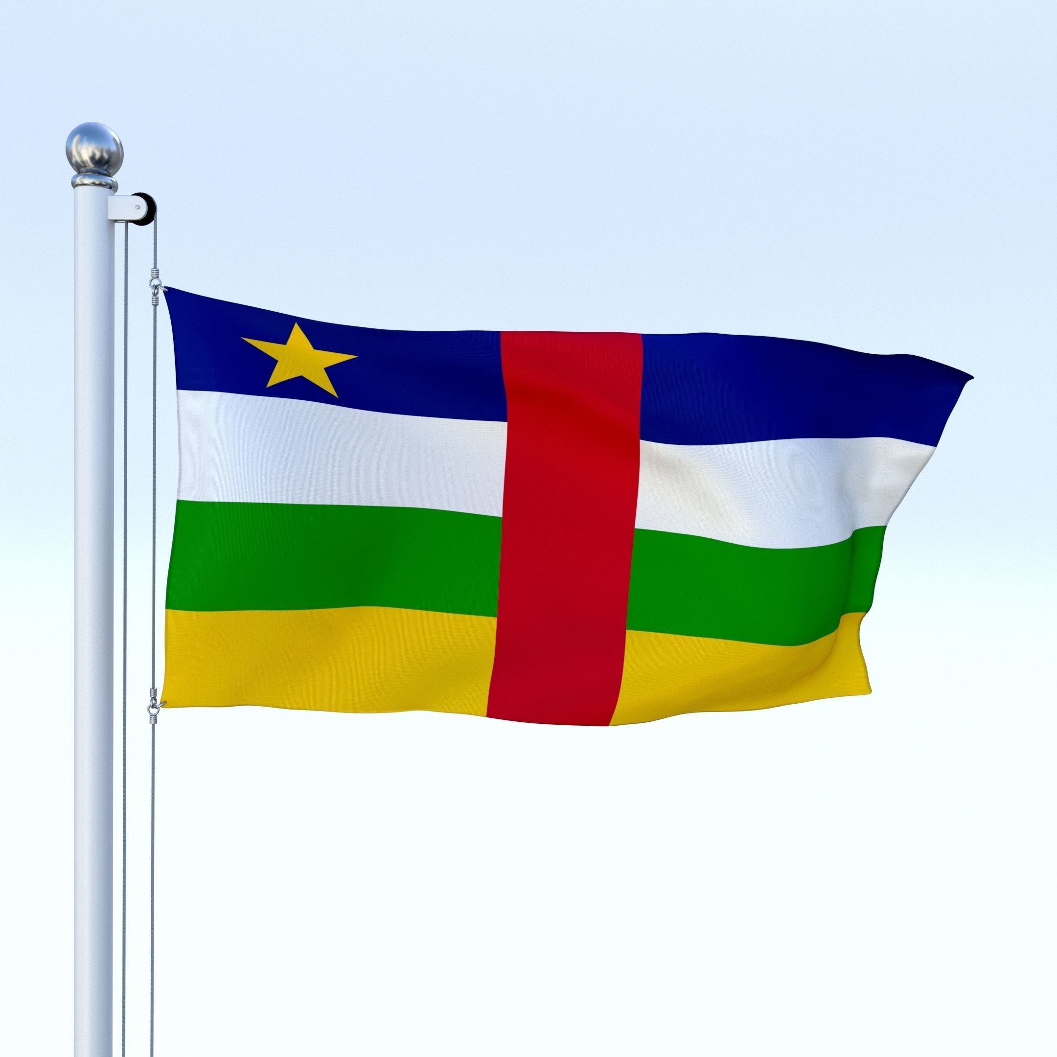 Animated Central African Republic Flag Low-poly 3D model_9