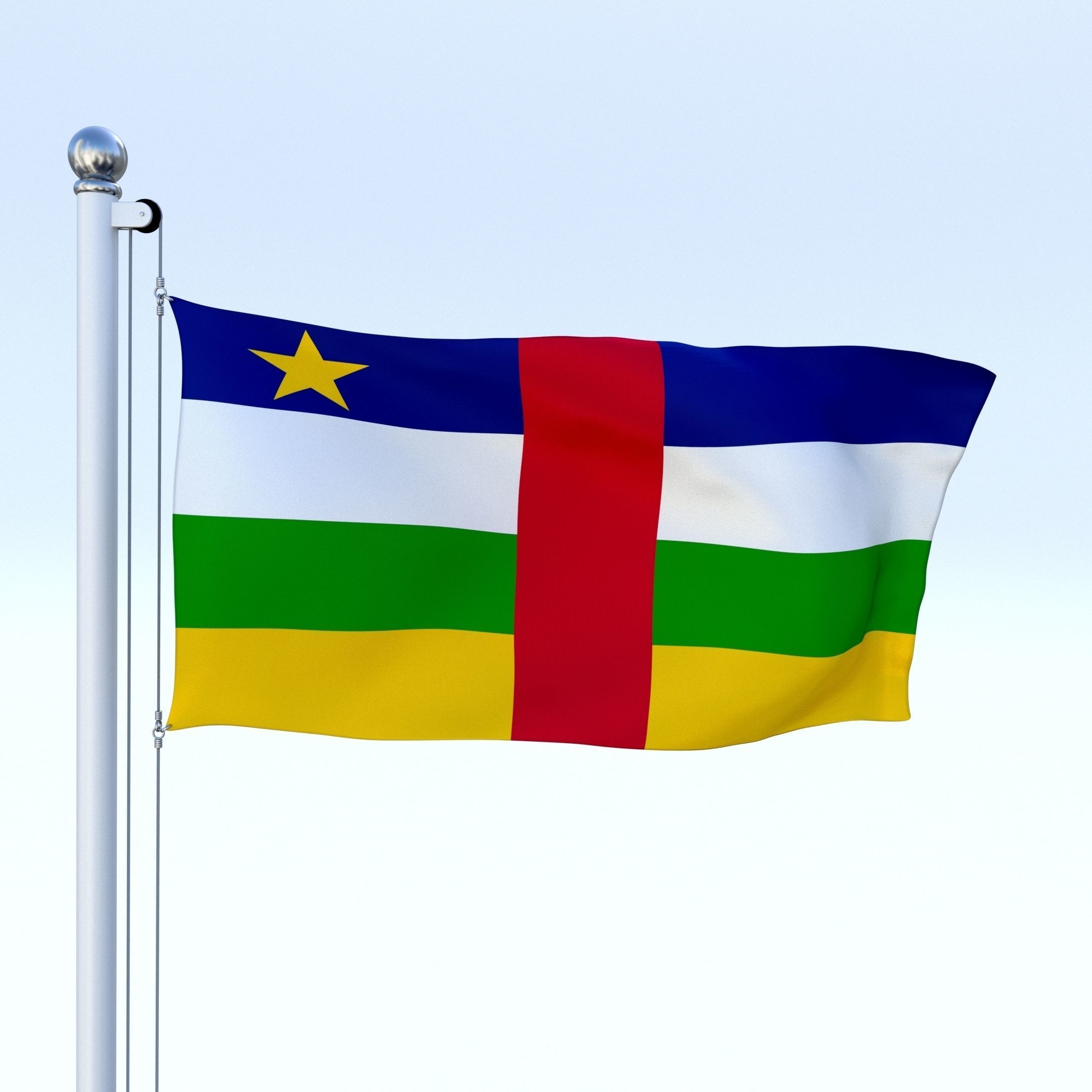 Animated Central African Republic Flag Low-poly 3D model_17