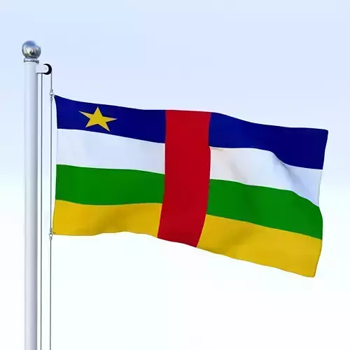 Animated Central African Republic Flag Low-poly 3D model