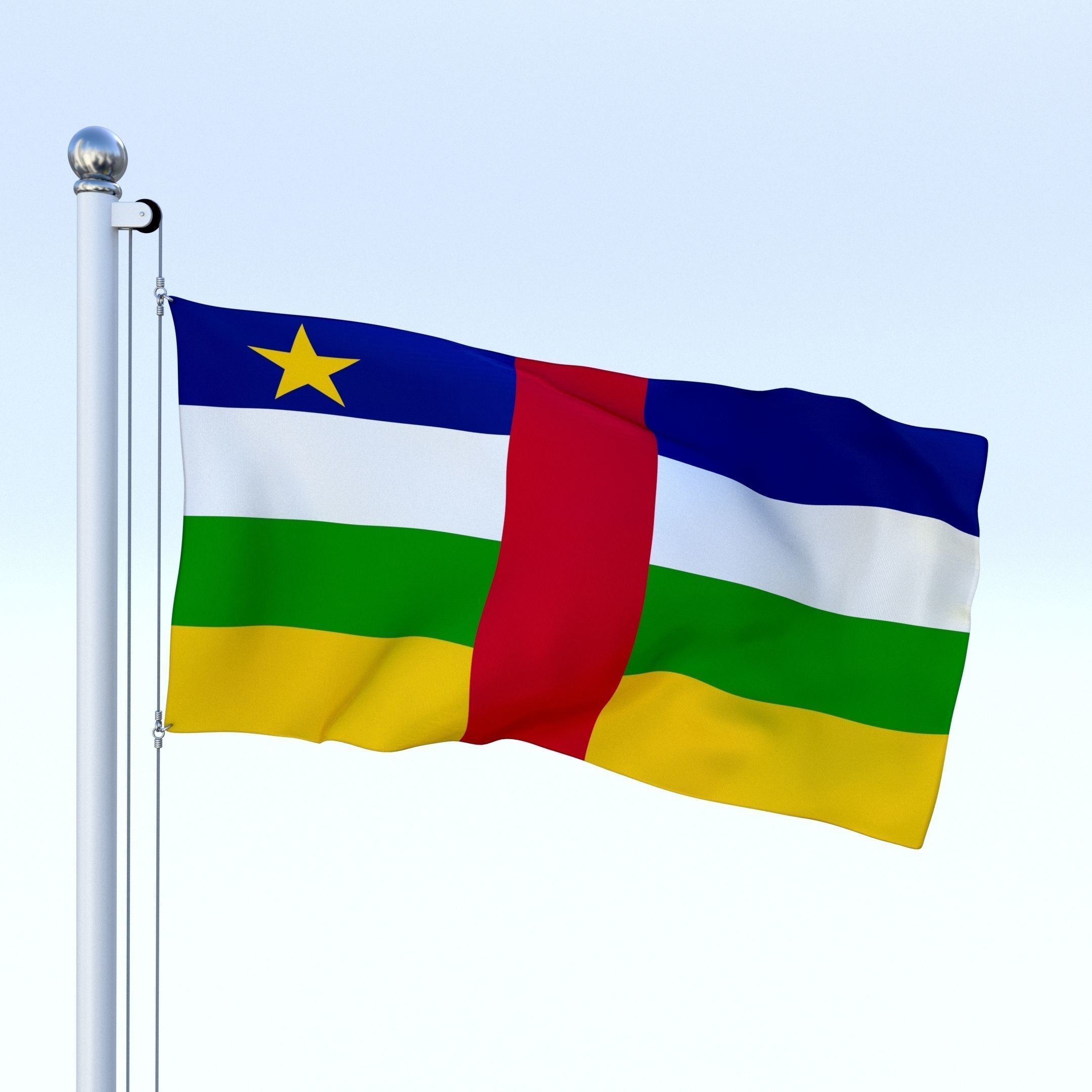Animated Central African Republic Flag Low-poly 3D model_3
