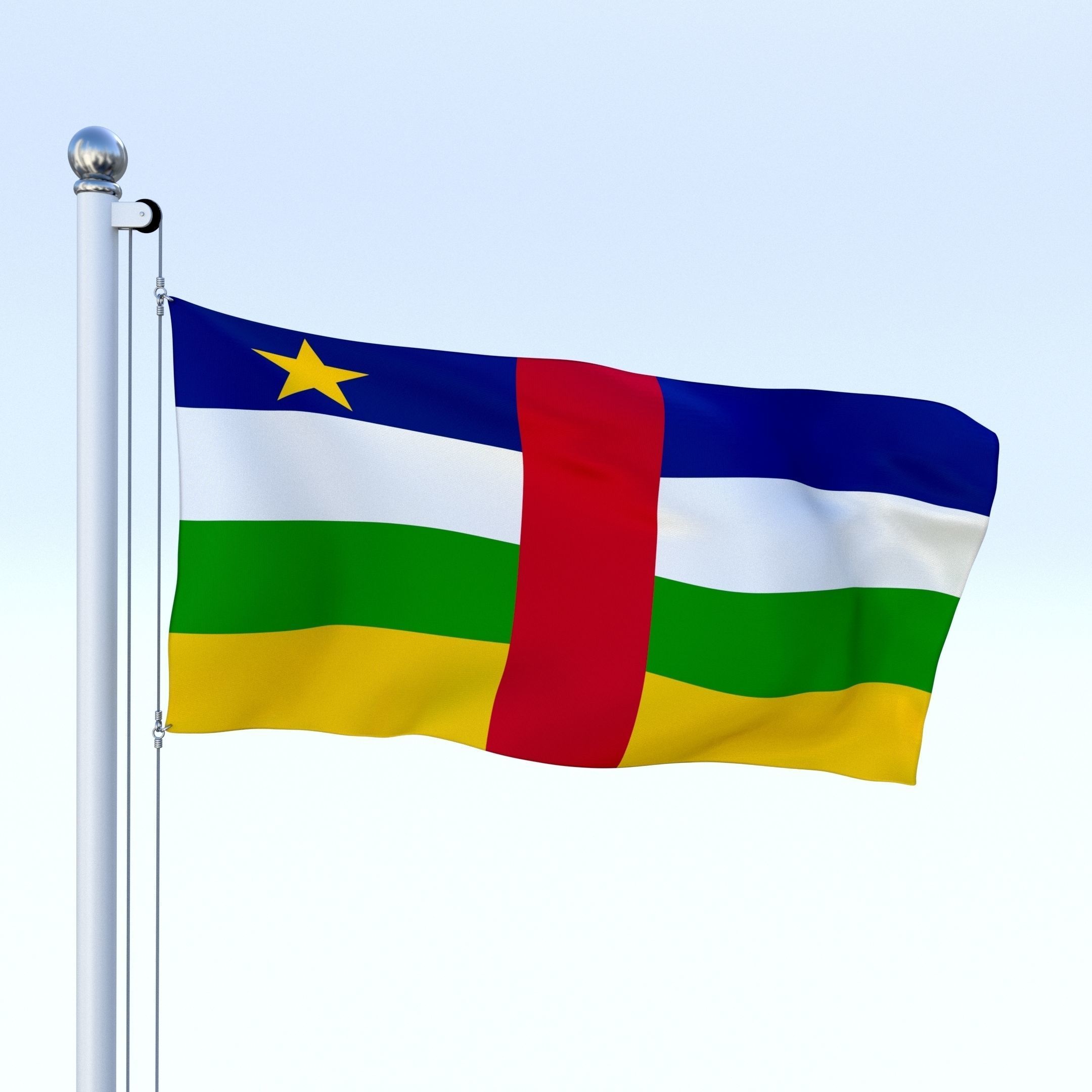Animated Central African Republic Flag Low-poly 3D model_1