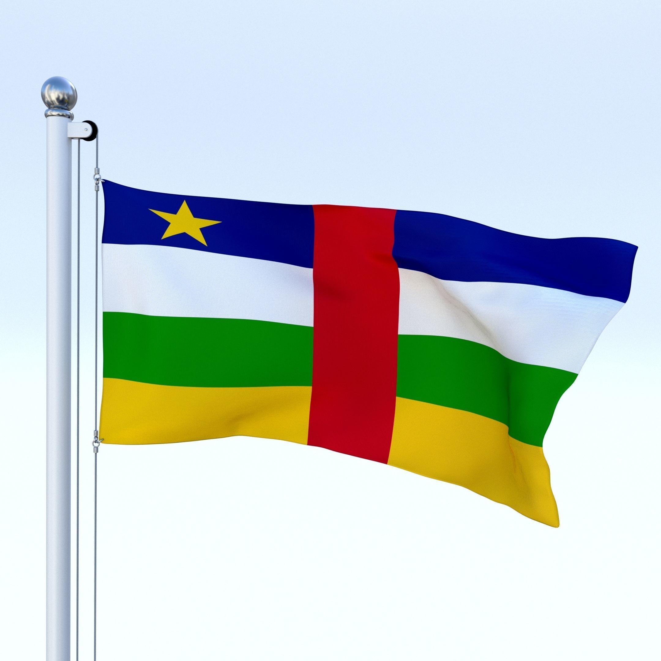 Animated Central African Republic Flag Low-poly 3D model_4