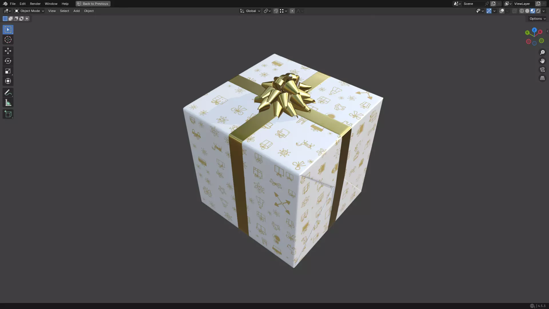 Christmas Present PBR White 01 3D model_9