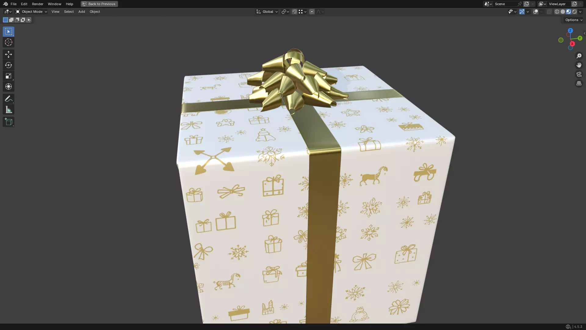 Christmas Present PBR White 01 3D model_11