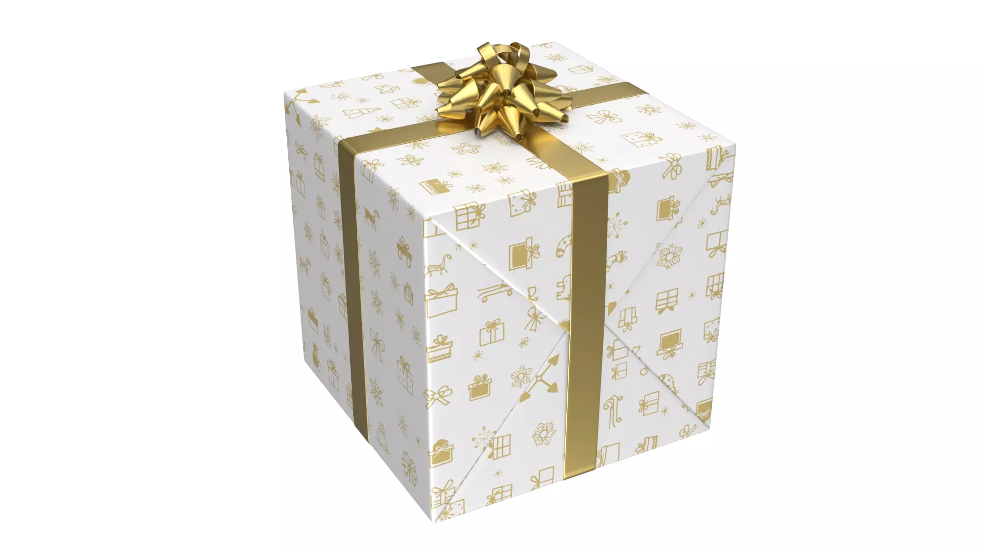 Christmas Present PBR White 01 3D model_1