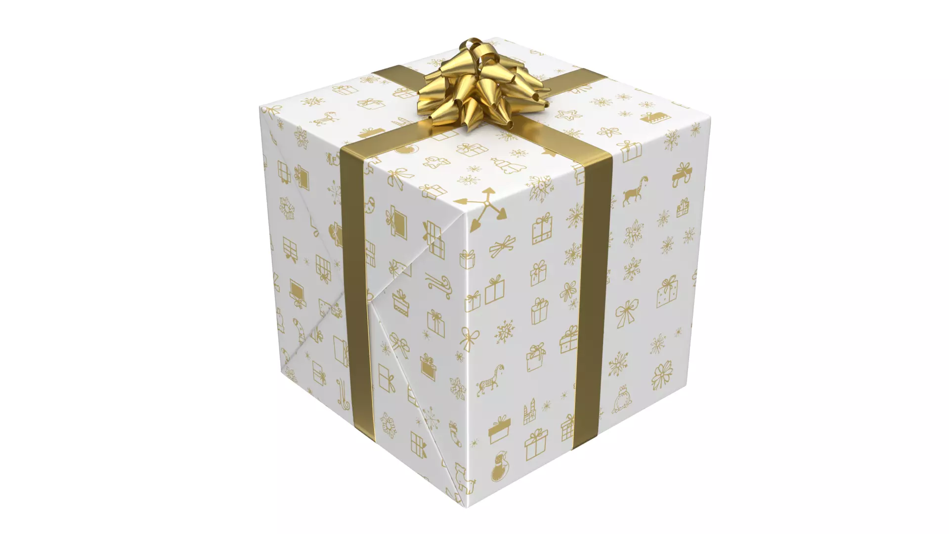 Christmas Present PBR White 01 3D model_0