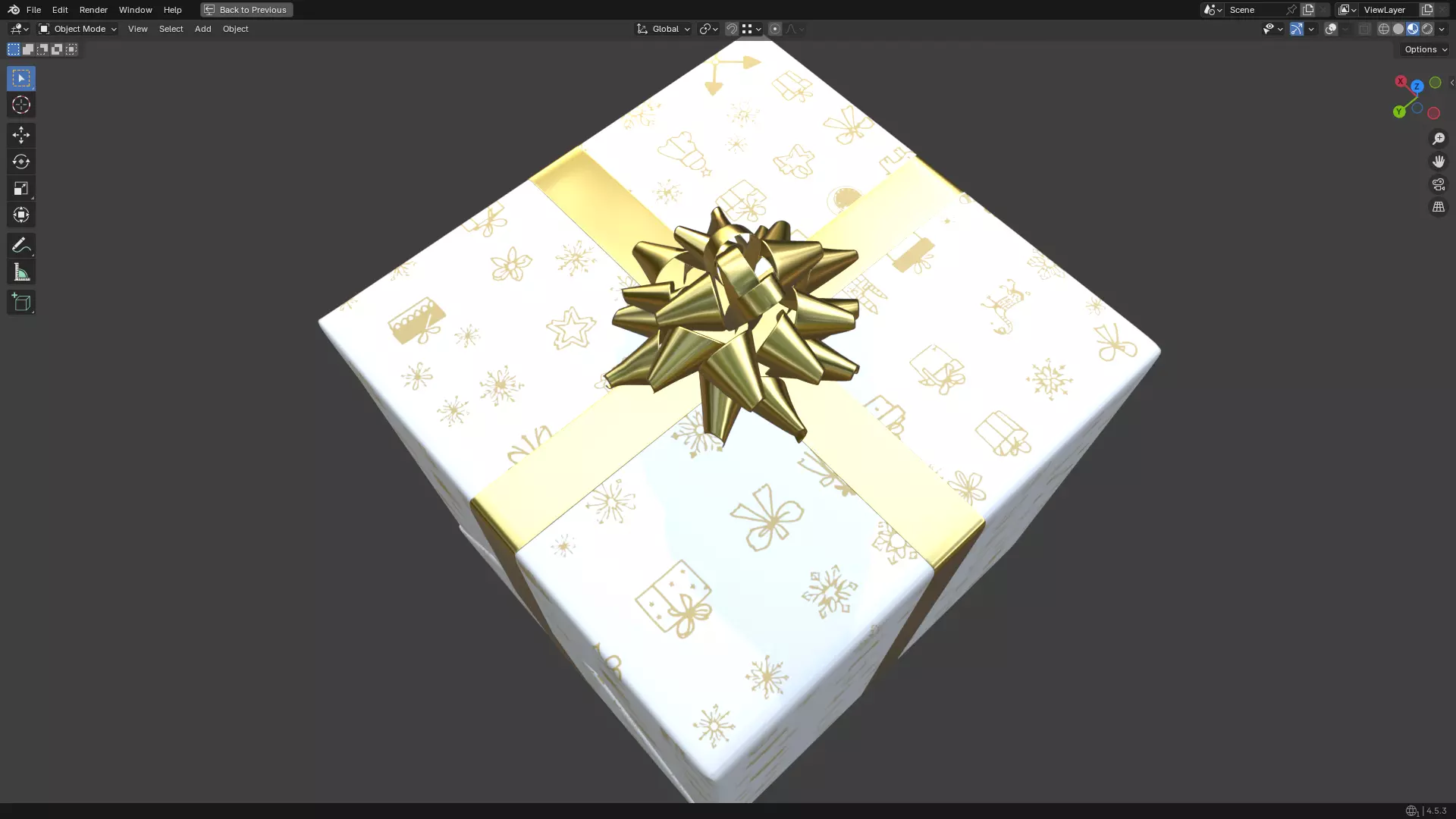 Christmas Present PBR White 01 3D model_10