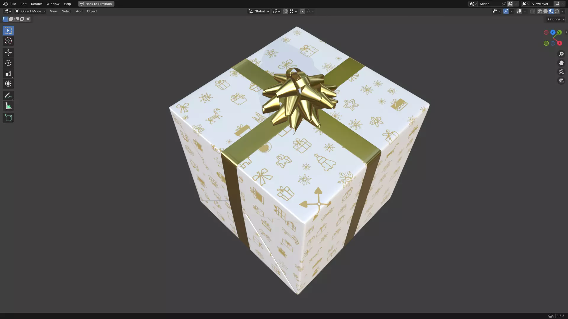 Christmas Present PBR White 01 3D model_14