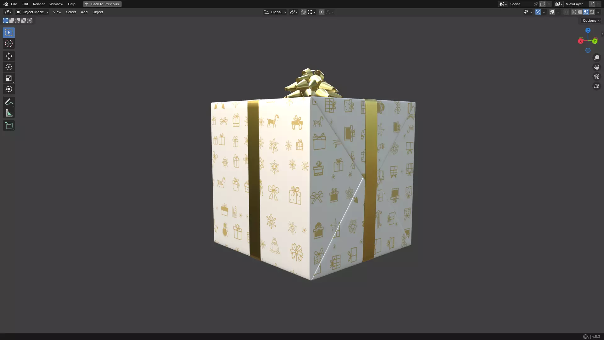 Christmas Present PBR White 01 3D model_7