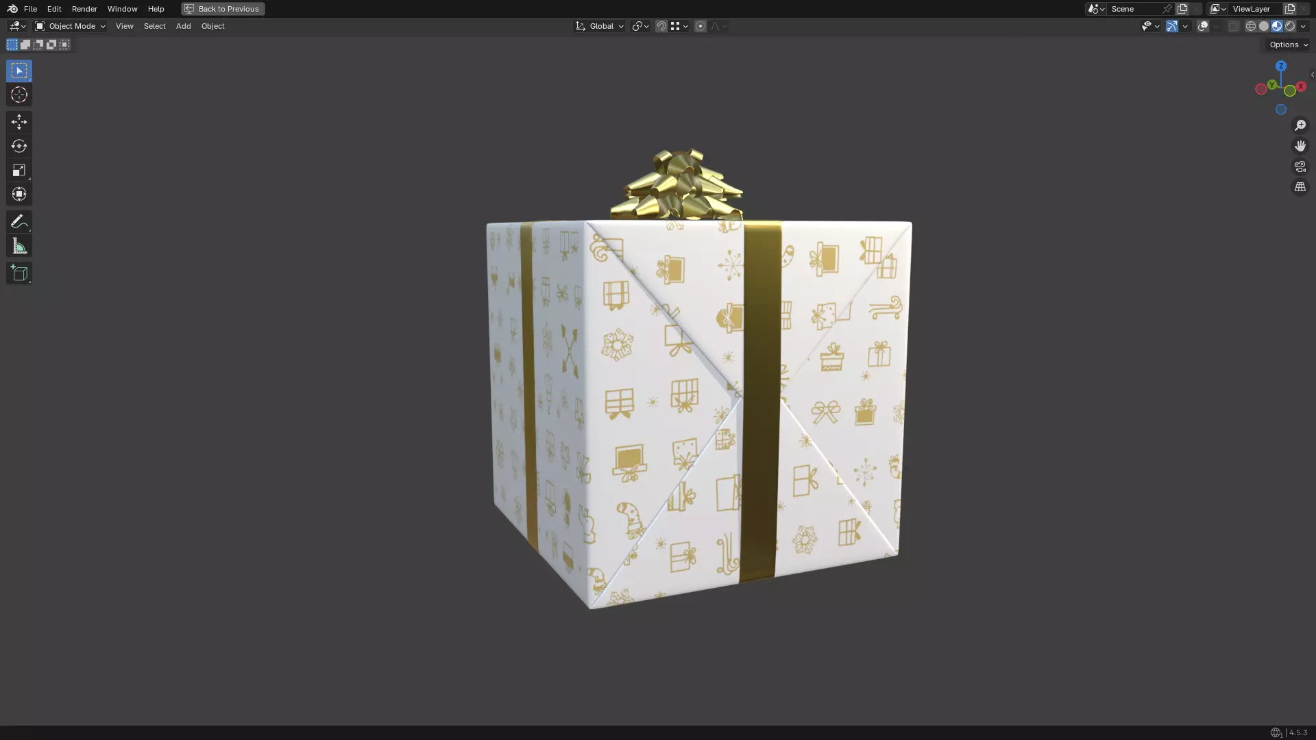 Christmas Present PBR White 01 3D model_4