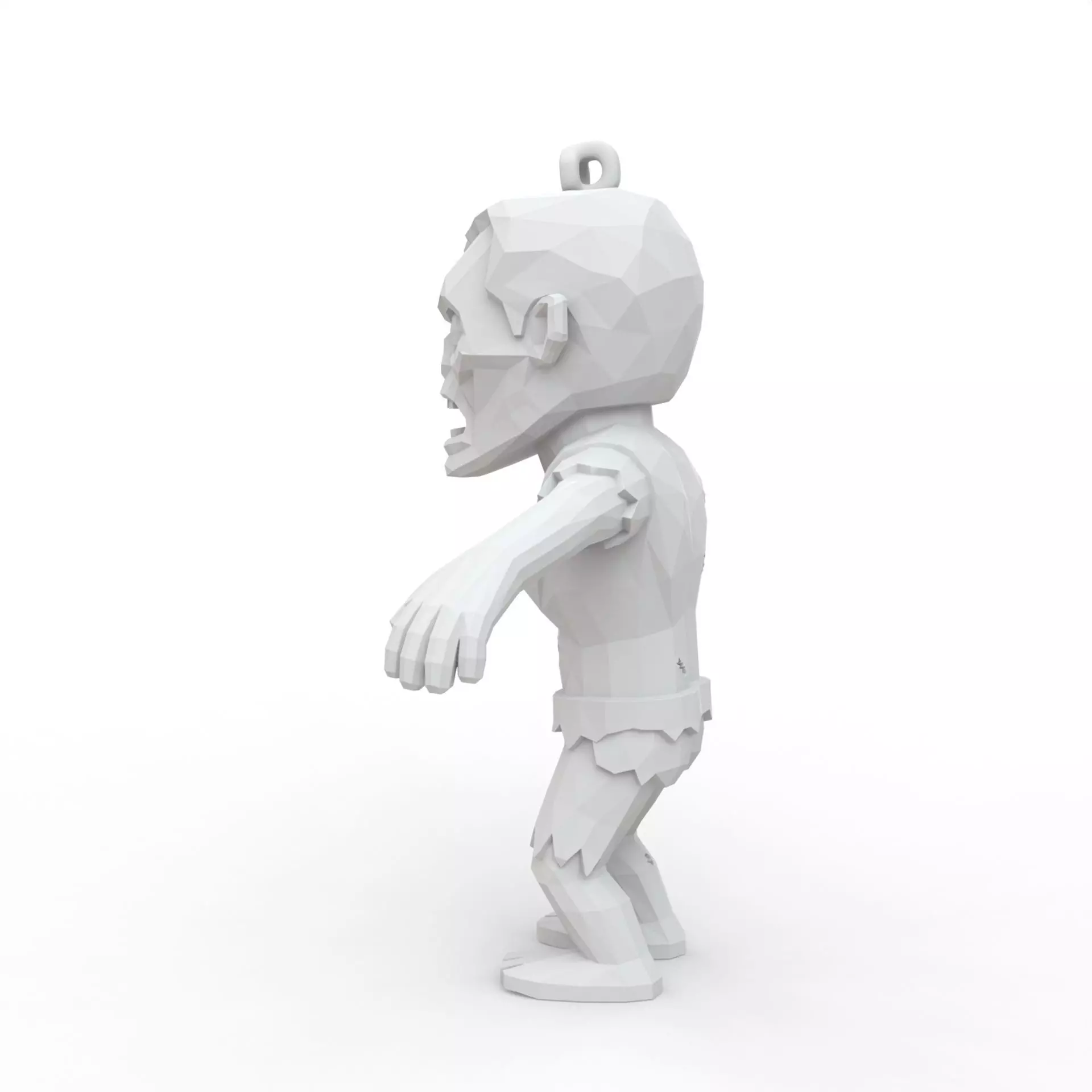 Zombie Low Poly Keychain 3D Print Model 3D print model_2
