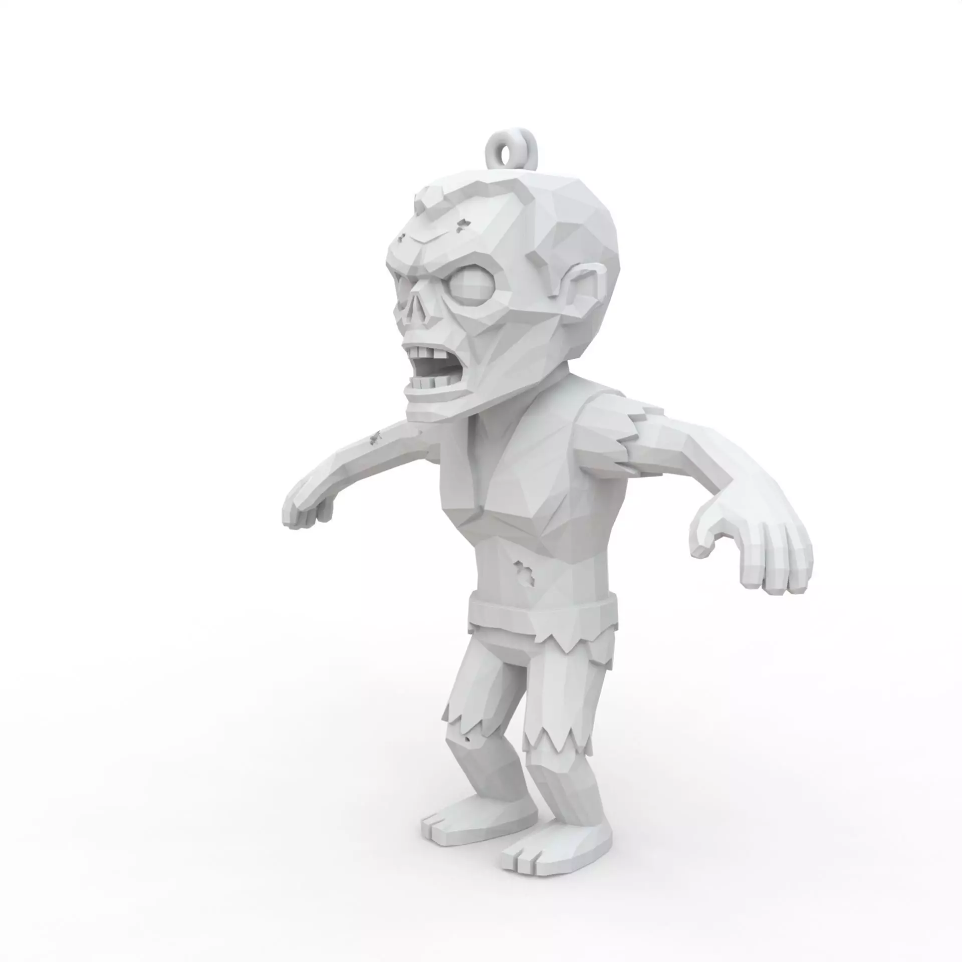 Zombie Low Poly Keychain 3D Print Model 3D print model_1