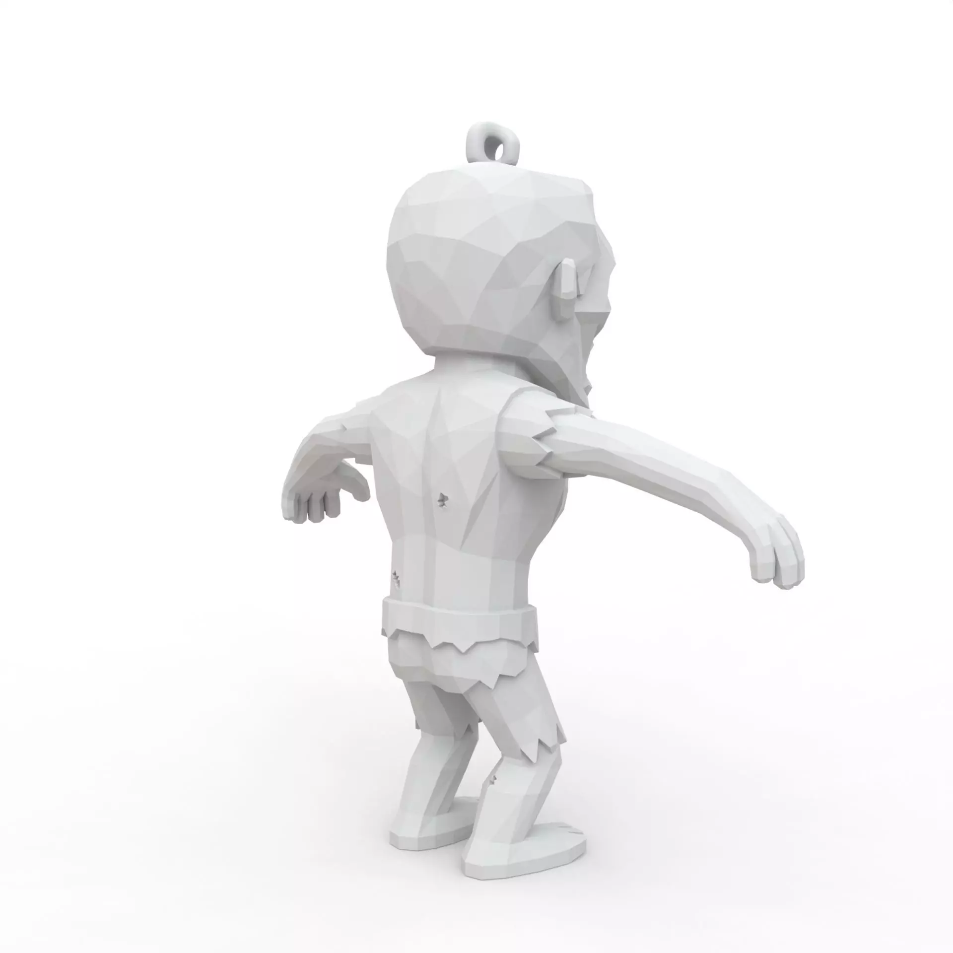 Zombie Low Poly Keychain 3D Print Model 3D print model_4