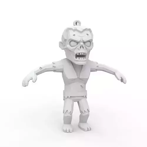 Zombie Low Poly Keychain 3D Print Model