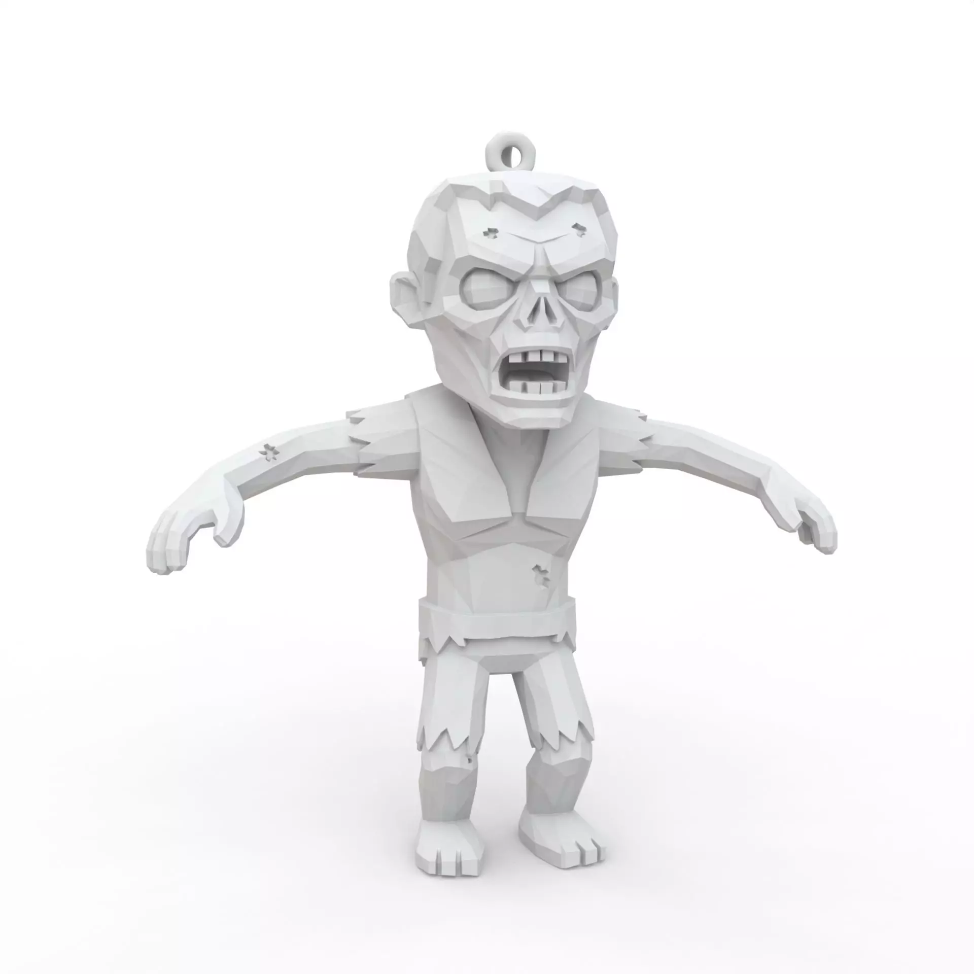 Zombie Low Poly Keychain 3D Print Model 3D print model_0