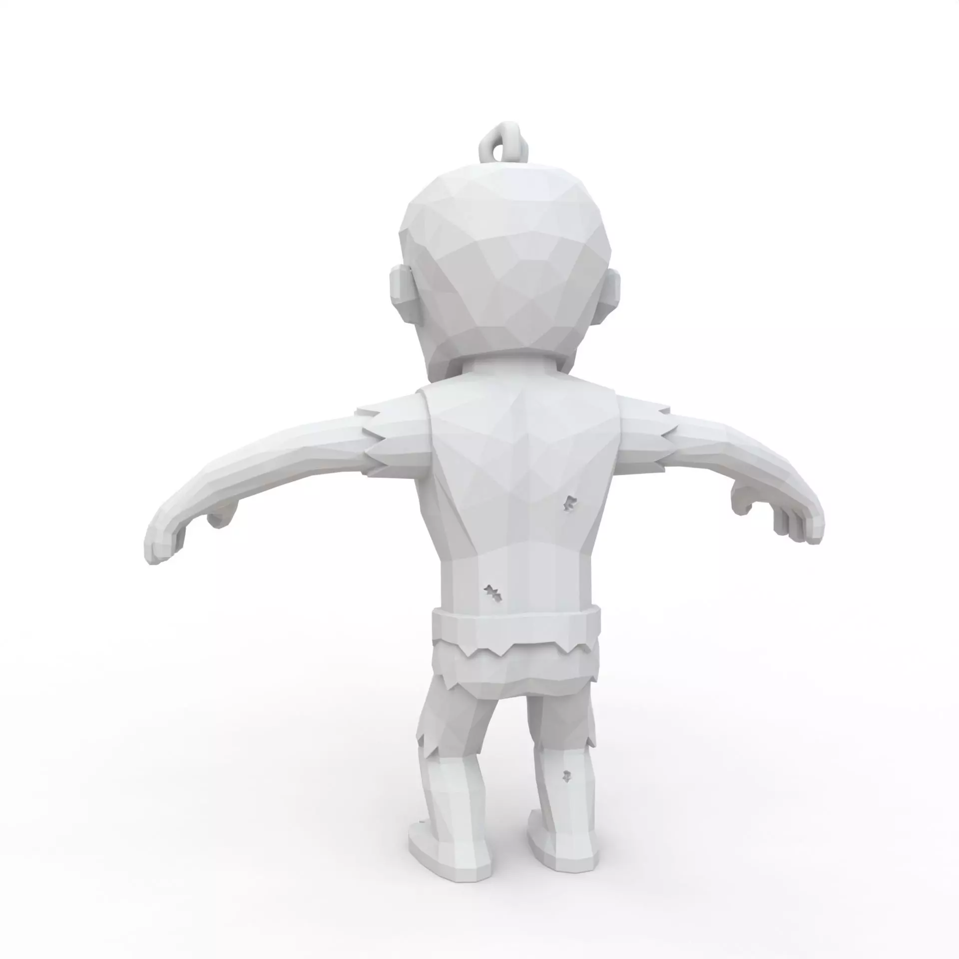 Zombie Low Poly Keychain 3D Print Model 3D print model_3