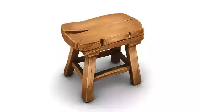 Stylized Wooden Stool