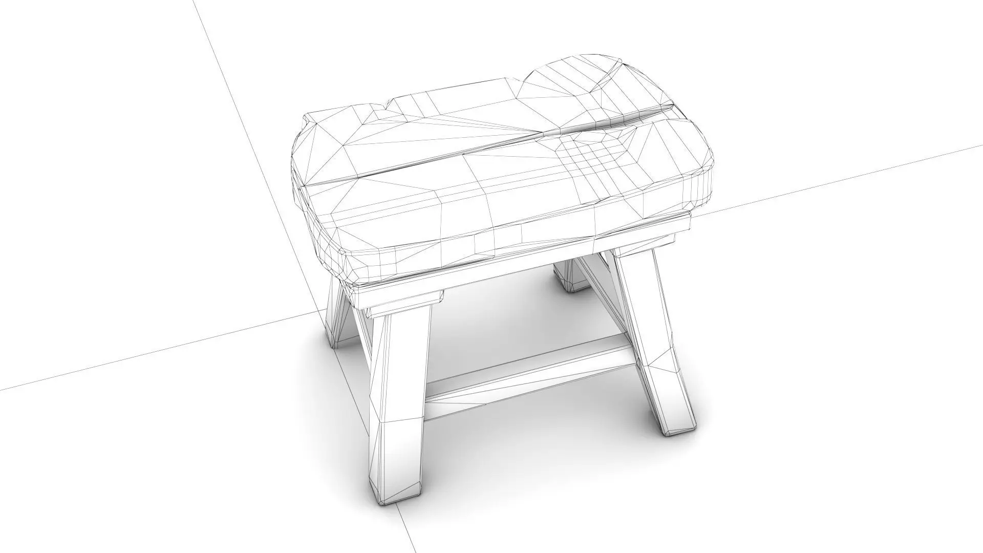 Stylized Wooden Stool Low-poly 3D model_5