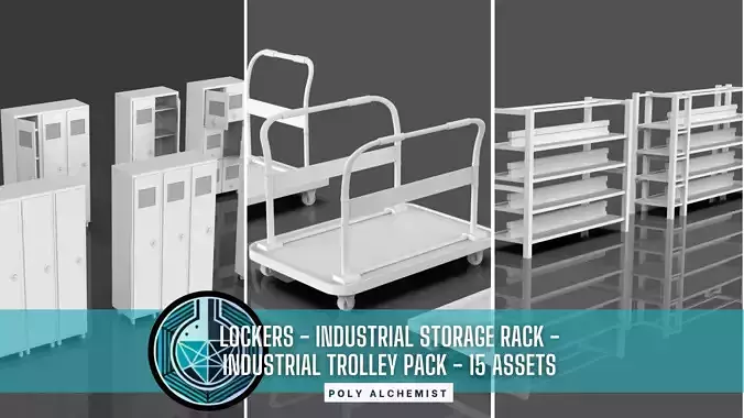 Trolley-Storage Rack-Lockers Pack - 15 Assets