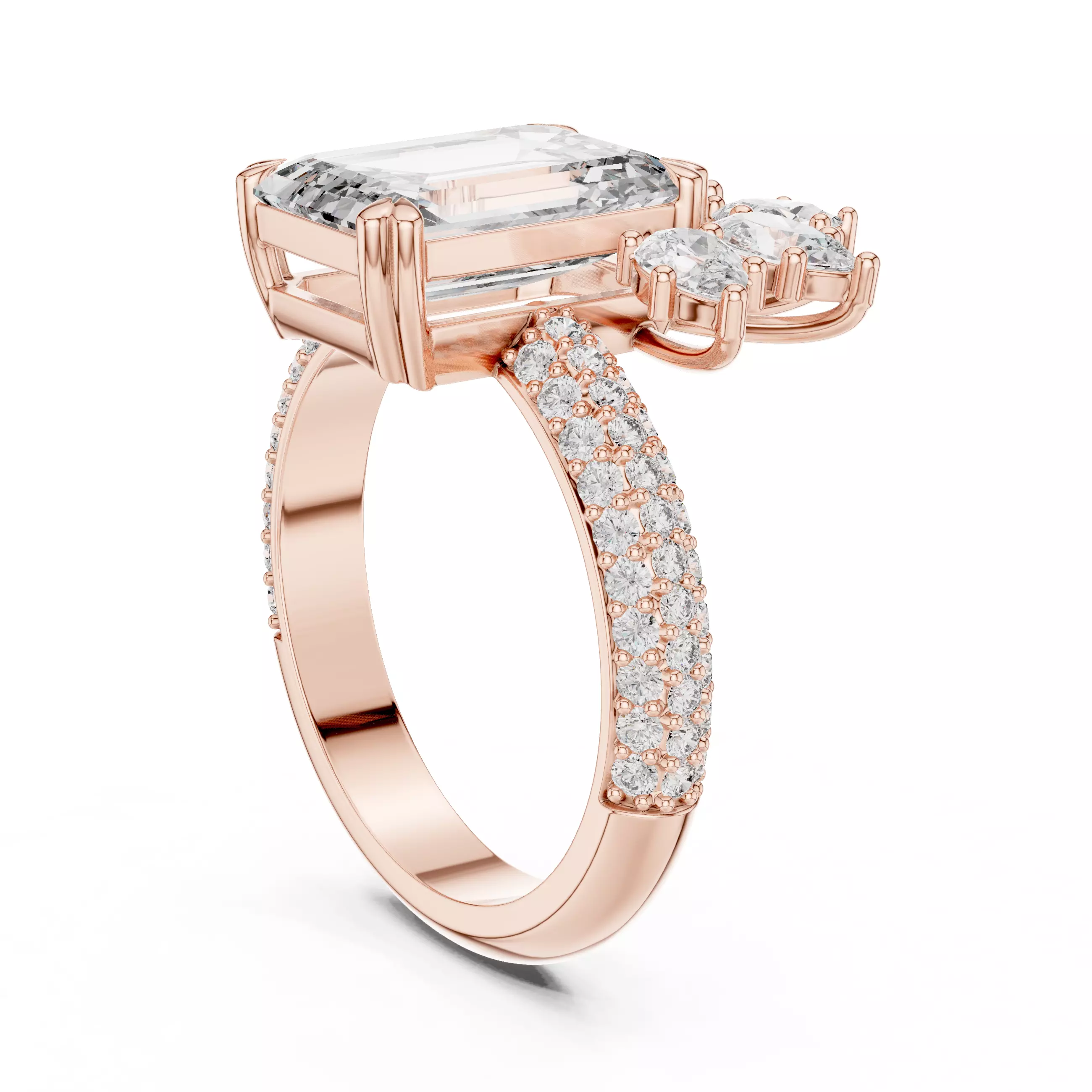 Emerald Diamond Solitaire Ring 3D print model_8