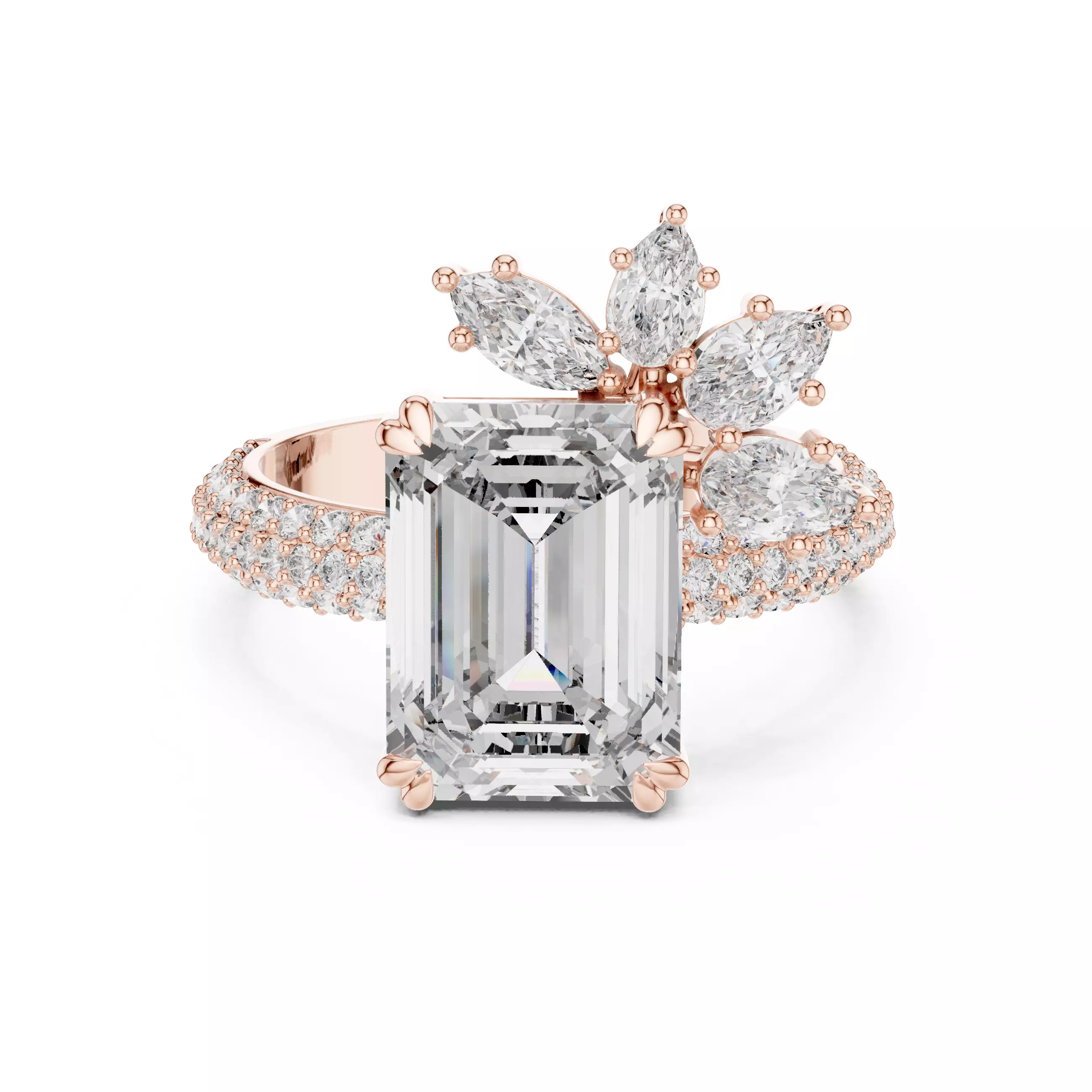 Emerald Diamond Solitaire Ring 3D print model_0