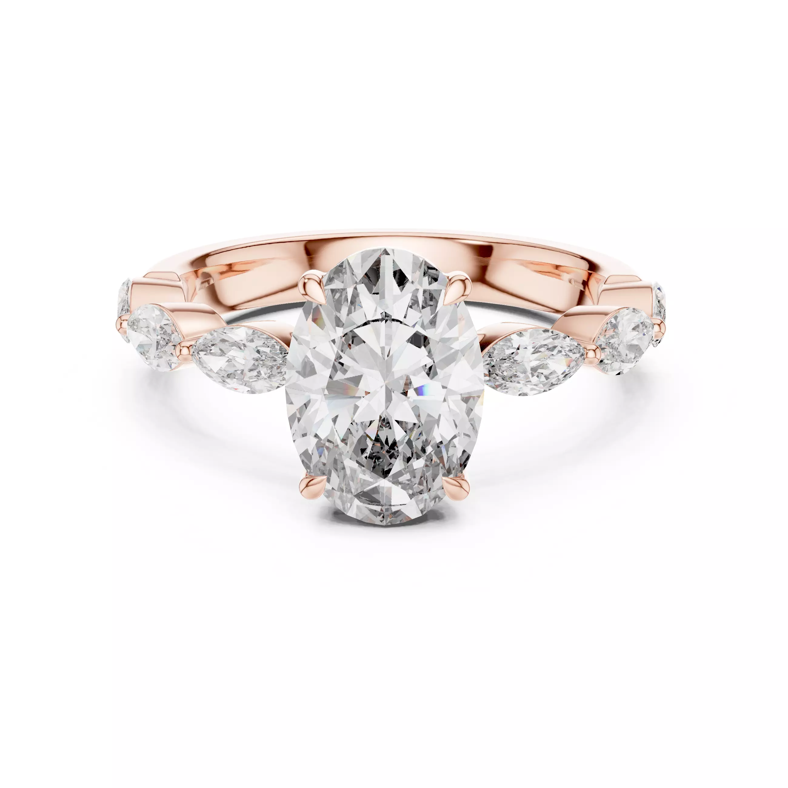 Oval Diamond Solitaire Ring 3D print model