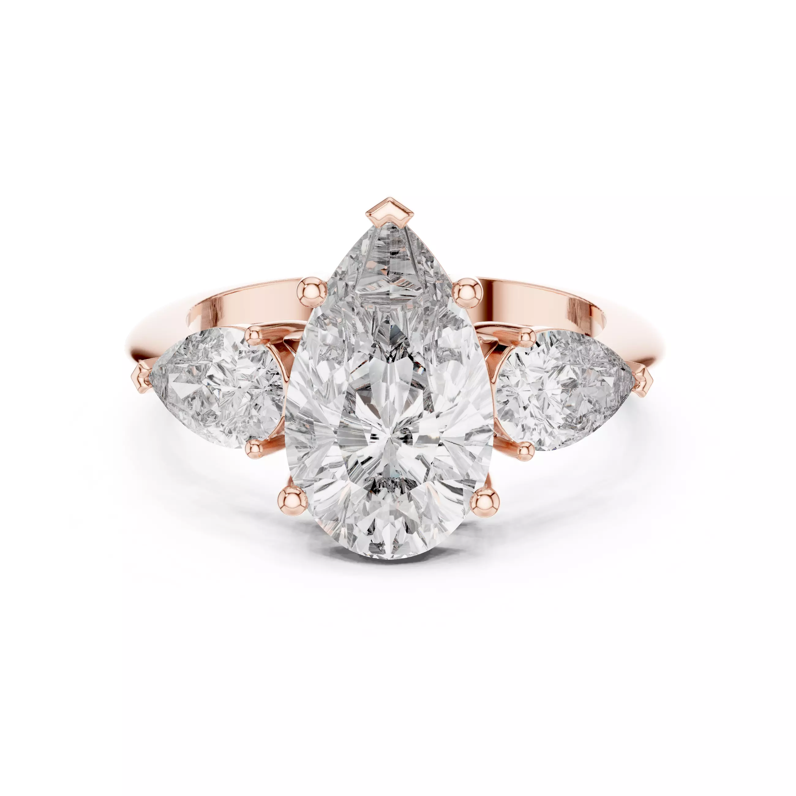 Pear Diamond Solitaire Ring 3D print model_0