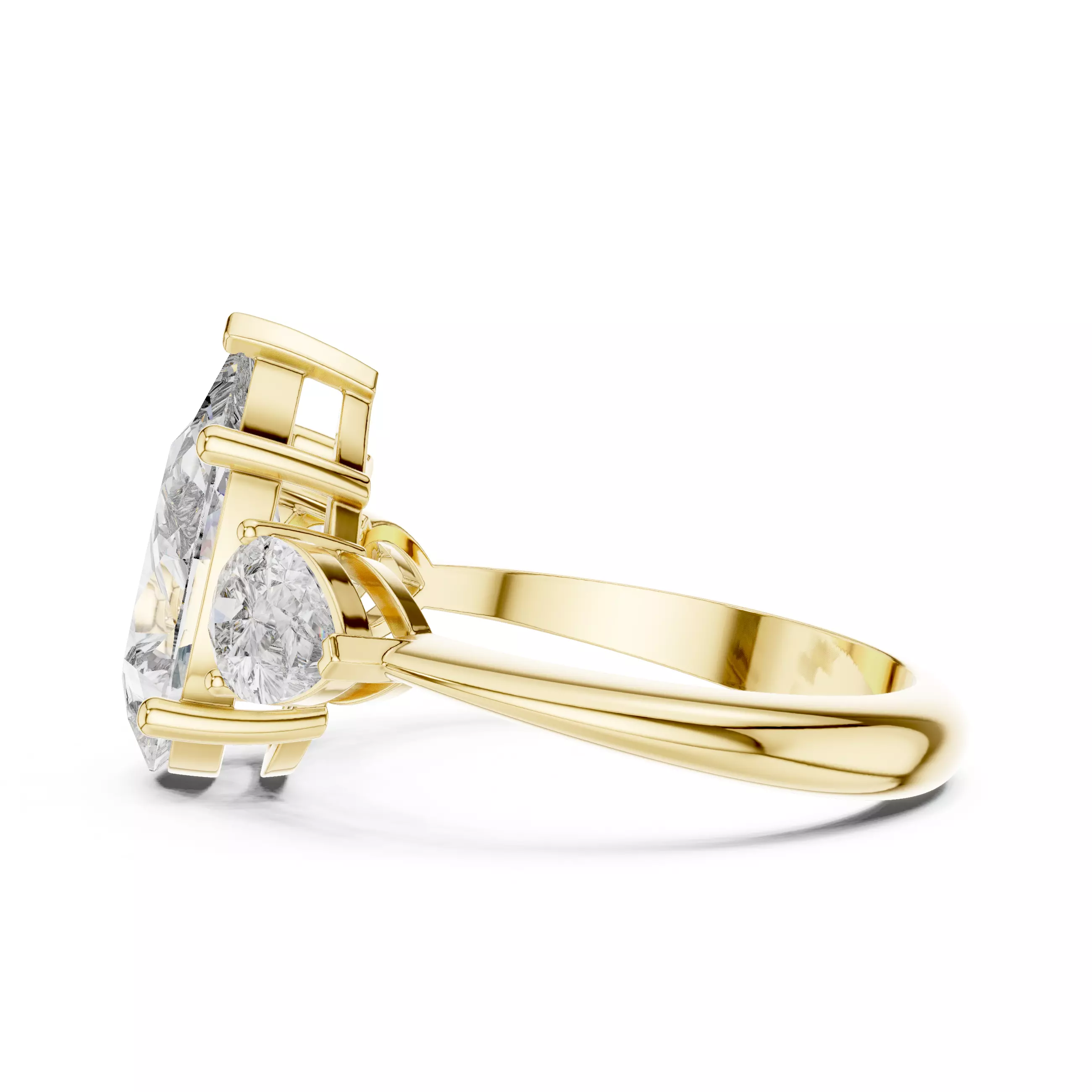 Pear Diamond Solitaire Ring 3D print model_4