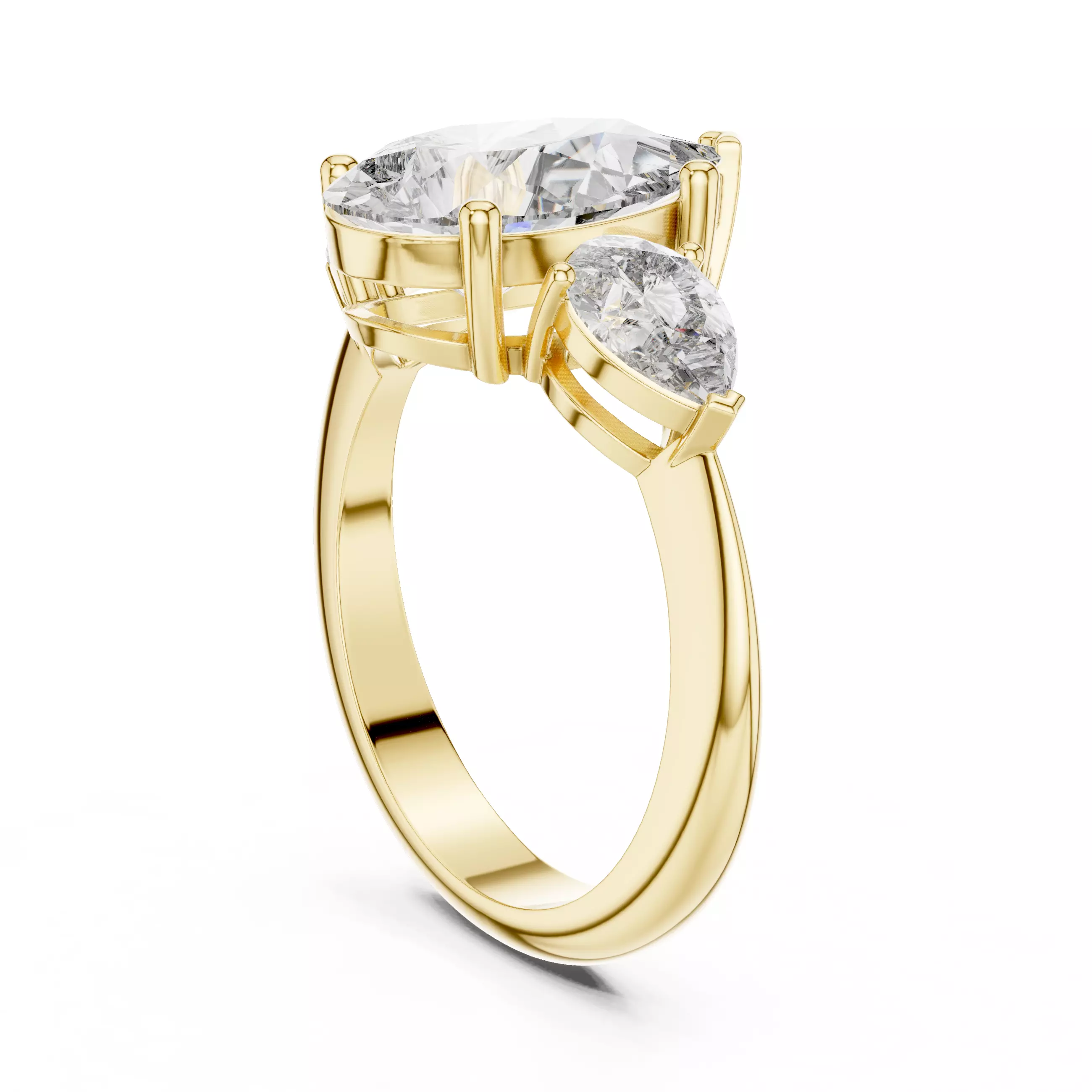Pear Diamond Solitaire Ring 3D print model_12