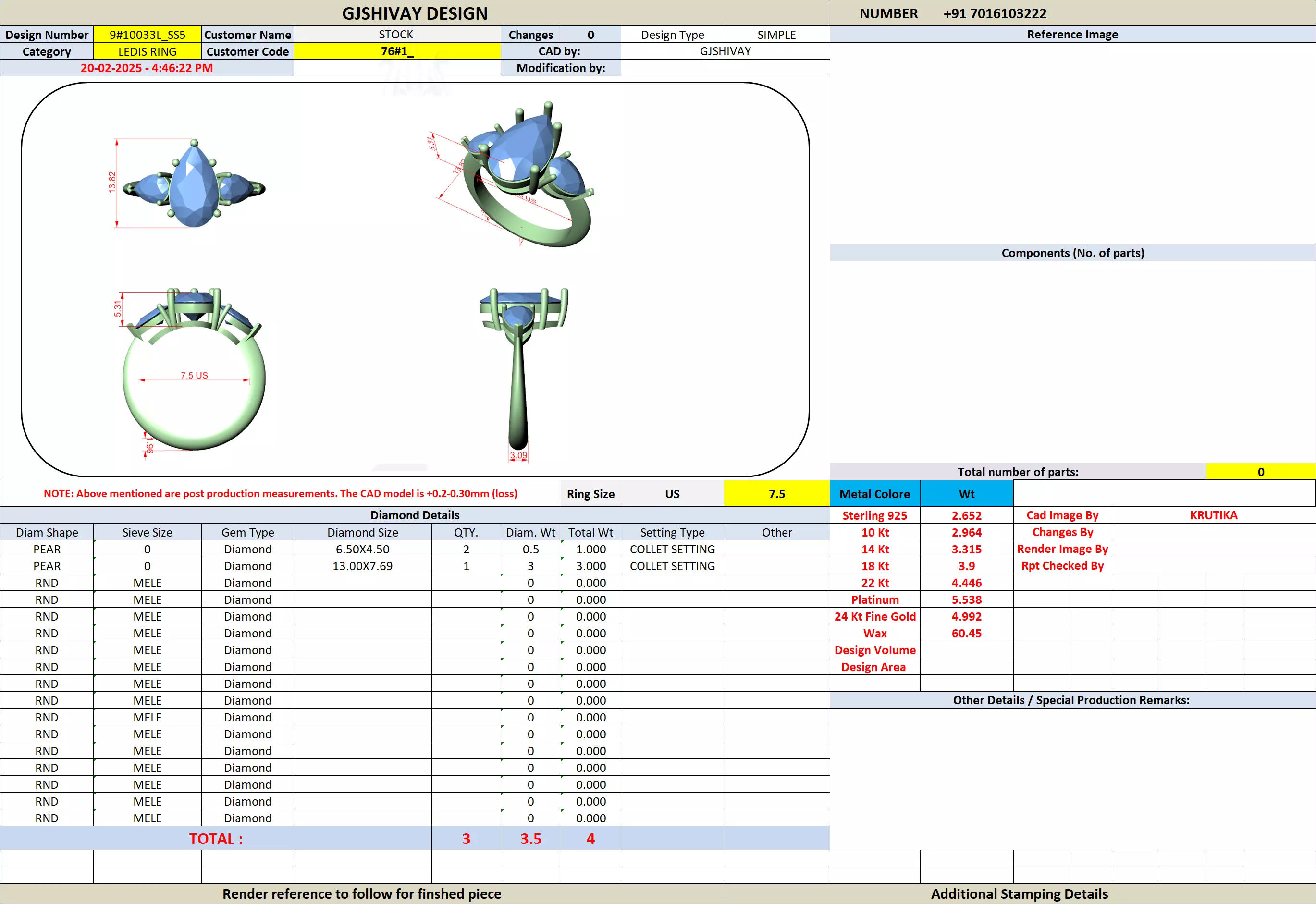 Pear Diamond Solitaire Ring 3D print model_7