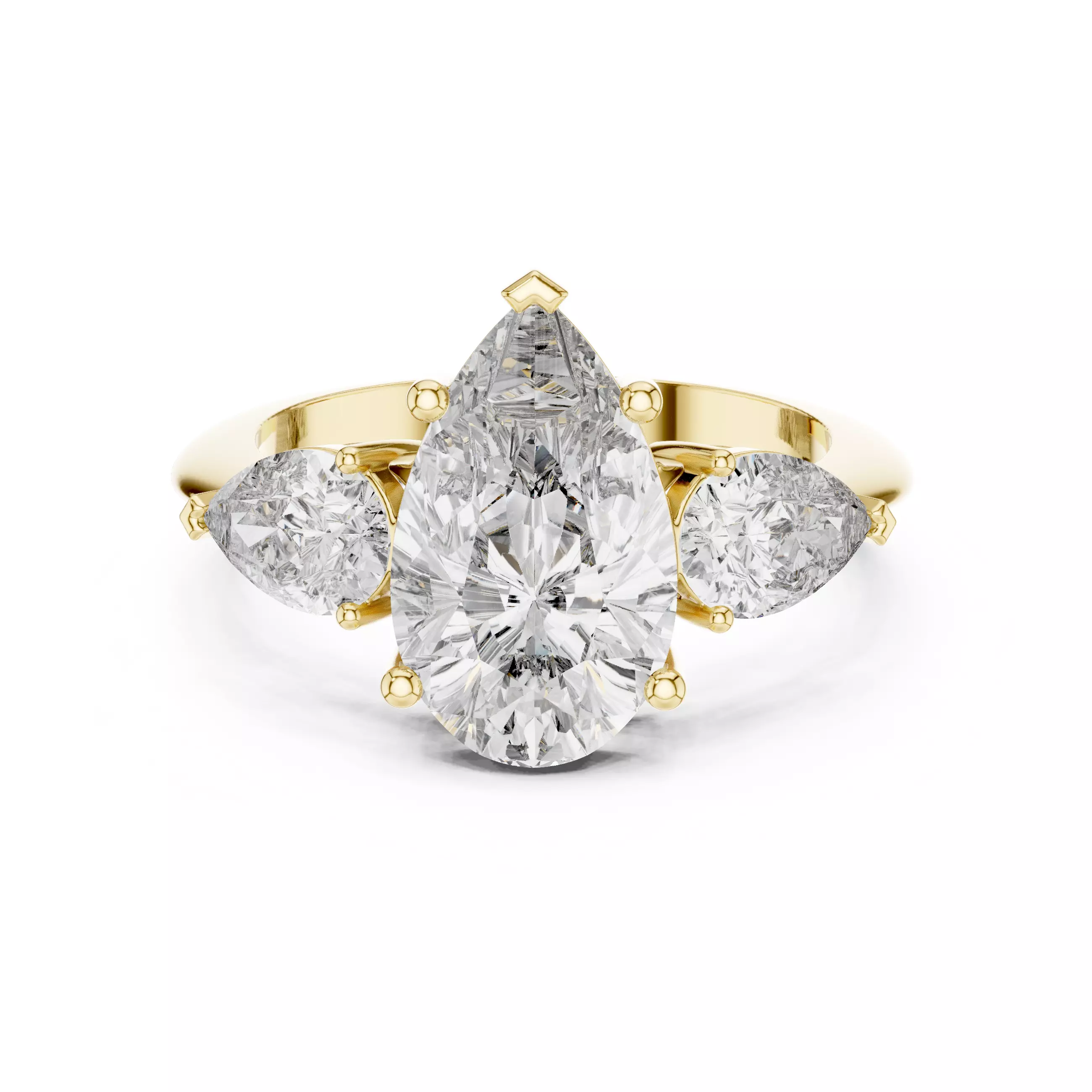 Pear Diamond Solitaire Ring 3D print model_5