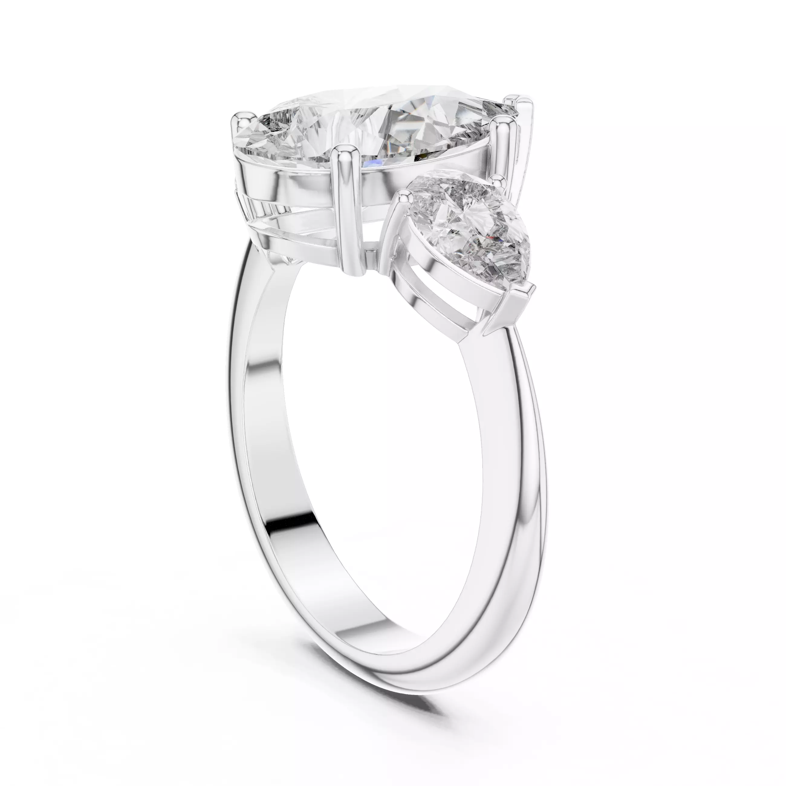 Pear Diamond Solitaire Ring 3D print model_10