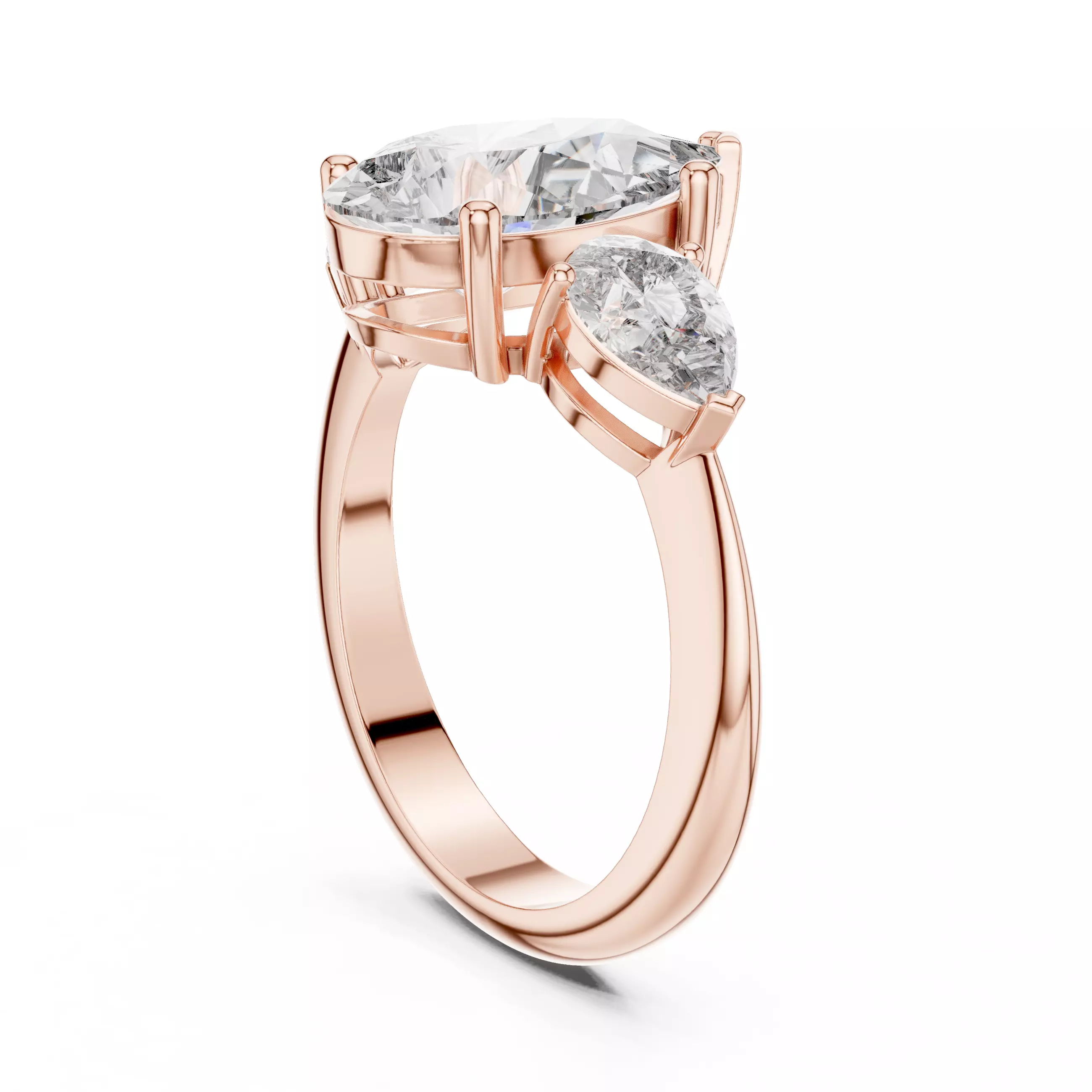 Pear Diamond Solitaire Ring 3D print model_8