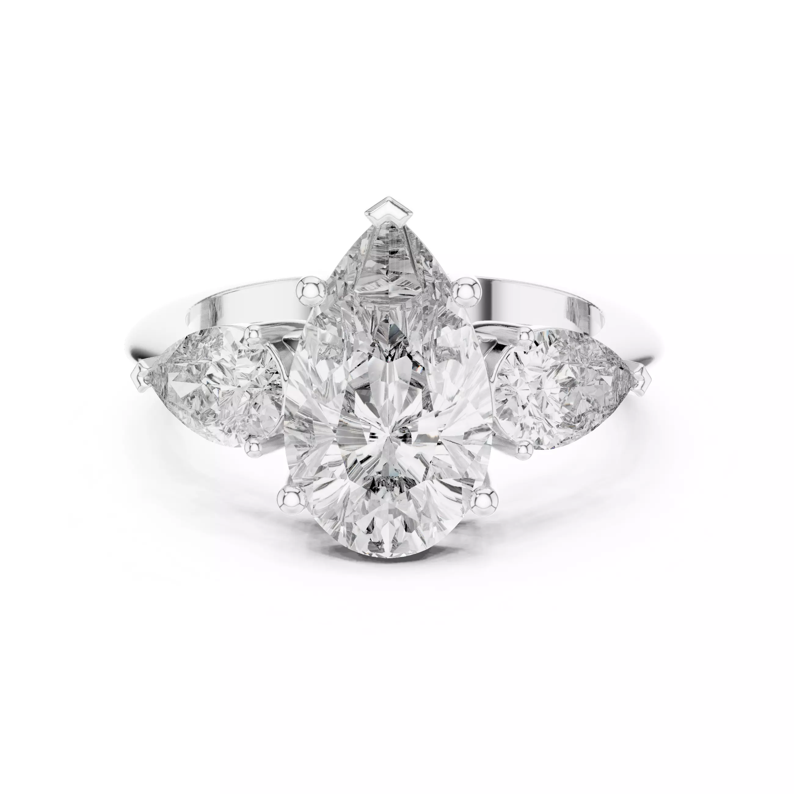 Pear Diamond Solitaire Ring 3D print model_3