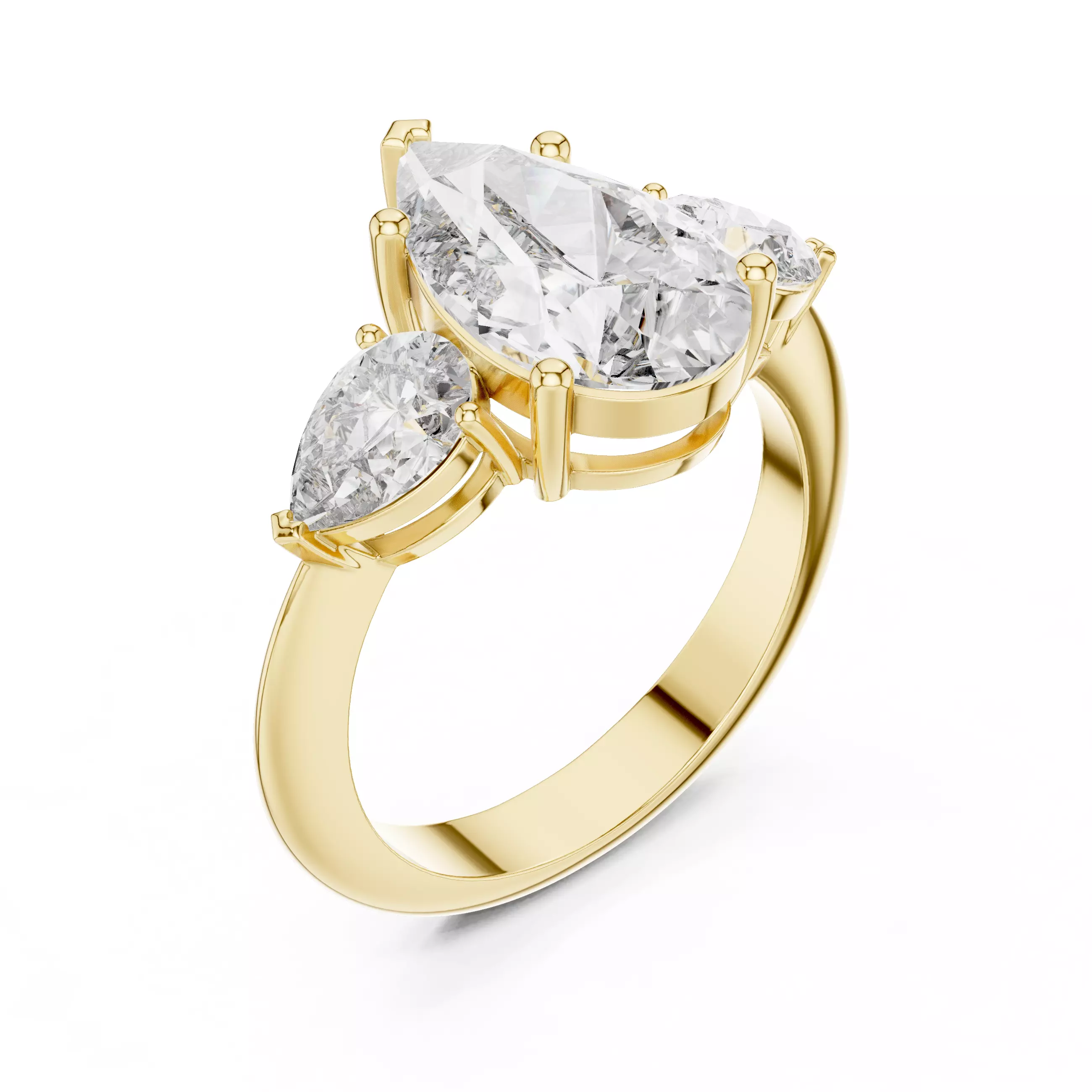 Pear Diamond Solitaire Ring 3D print model_13