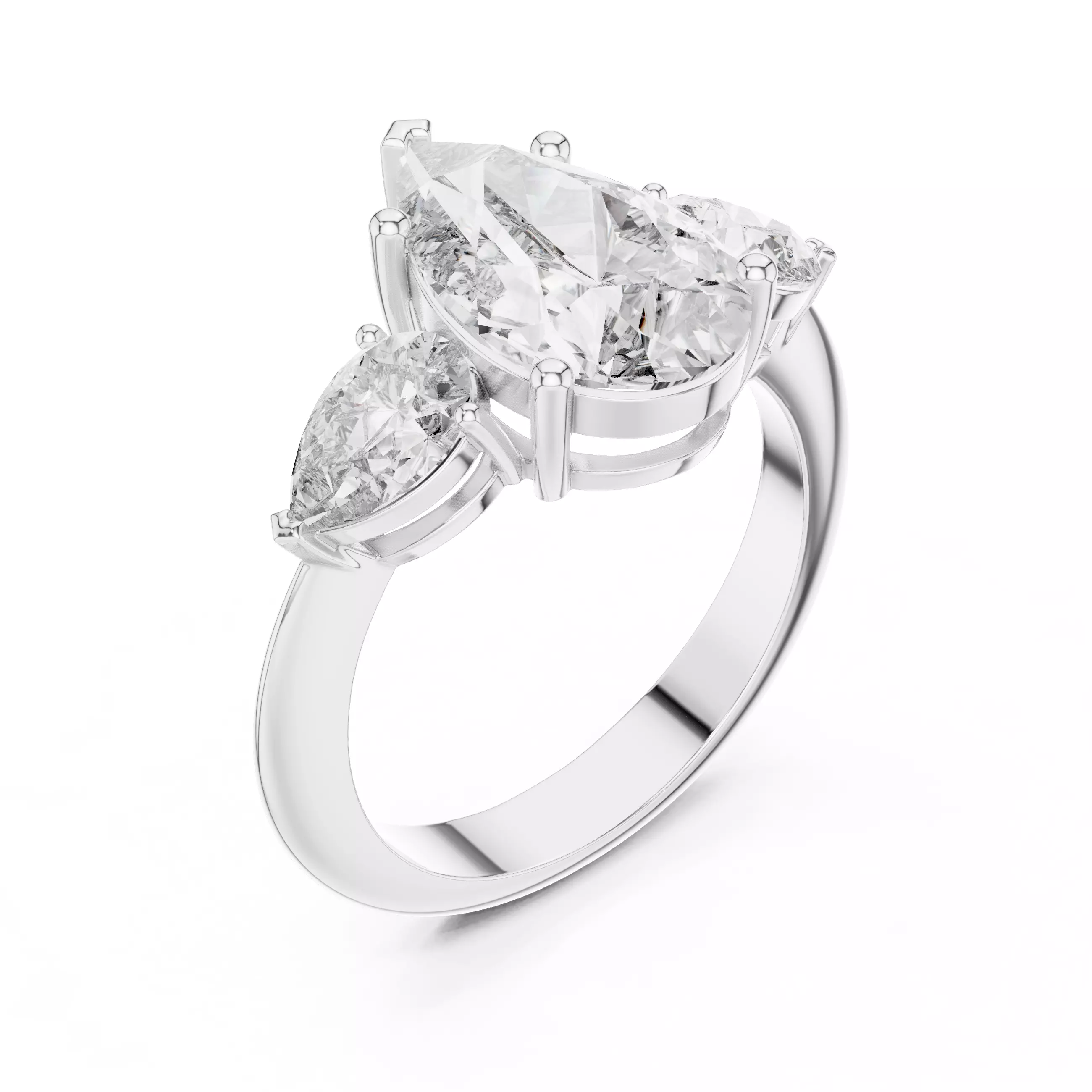 Pear Diamond Solitaire Ring 3D print model_11