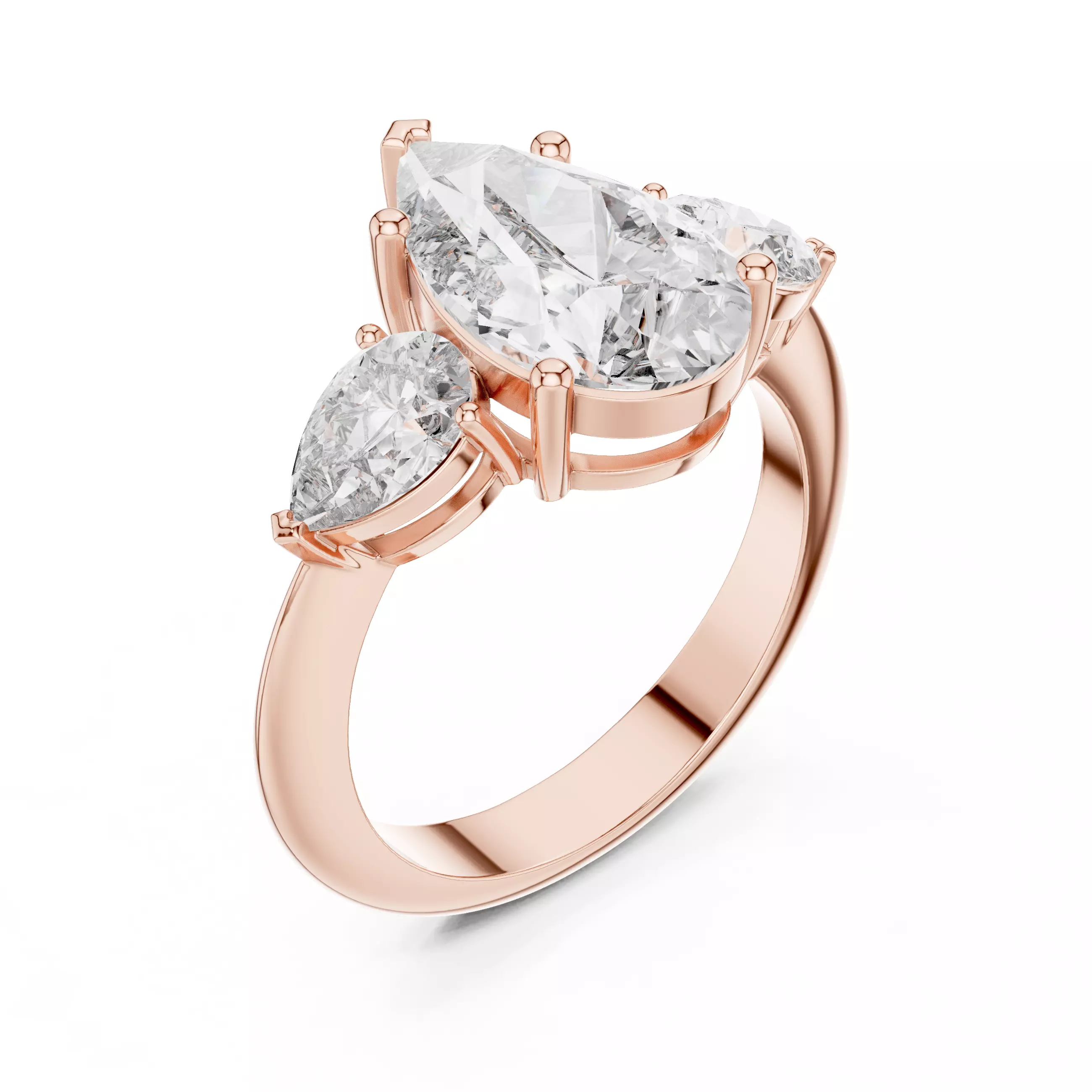 Pear Diamond Solitaire Ring 3D print model_9