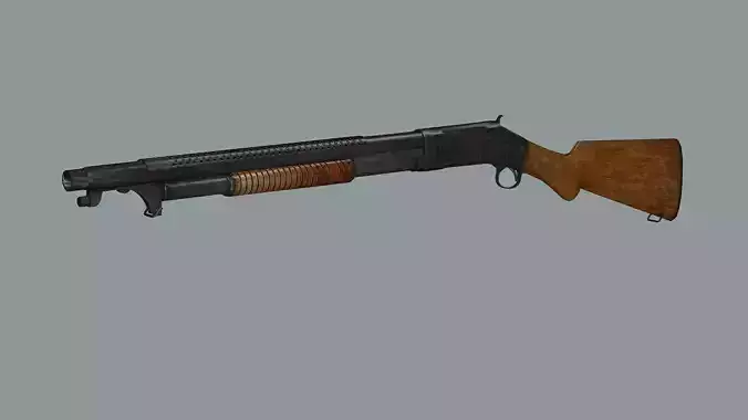 Winchester Model 1897 Low-Poly 3D Model