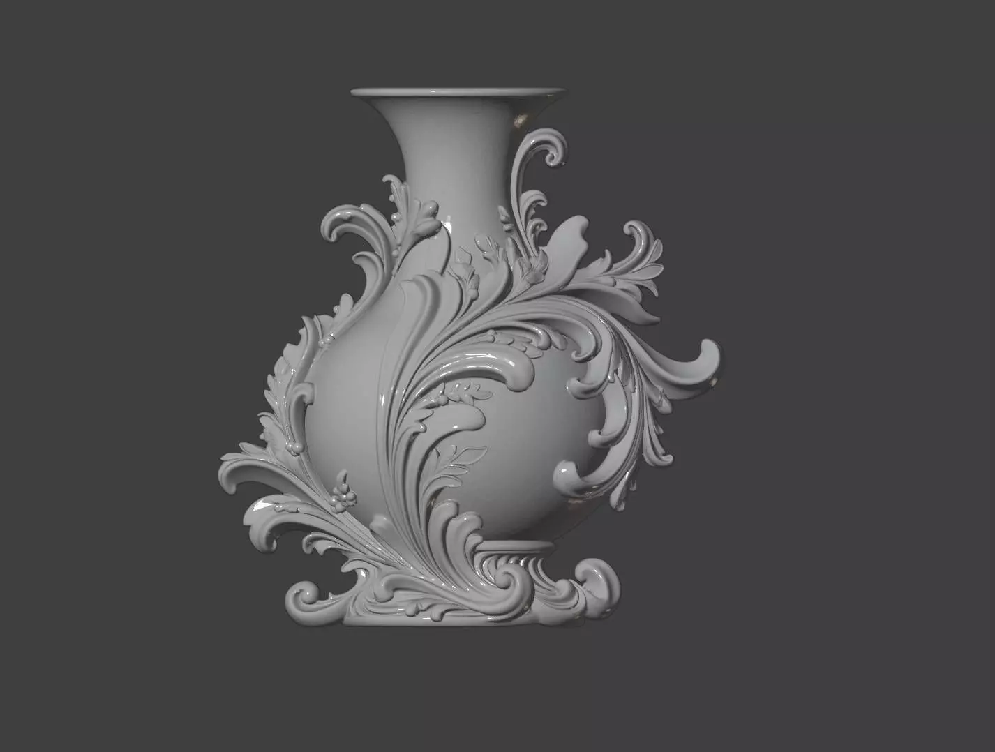 Baroque Style Decorative Vase STL 3D Model 3D print model_4