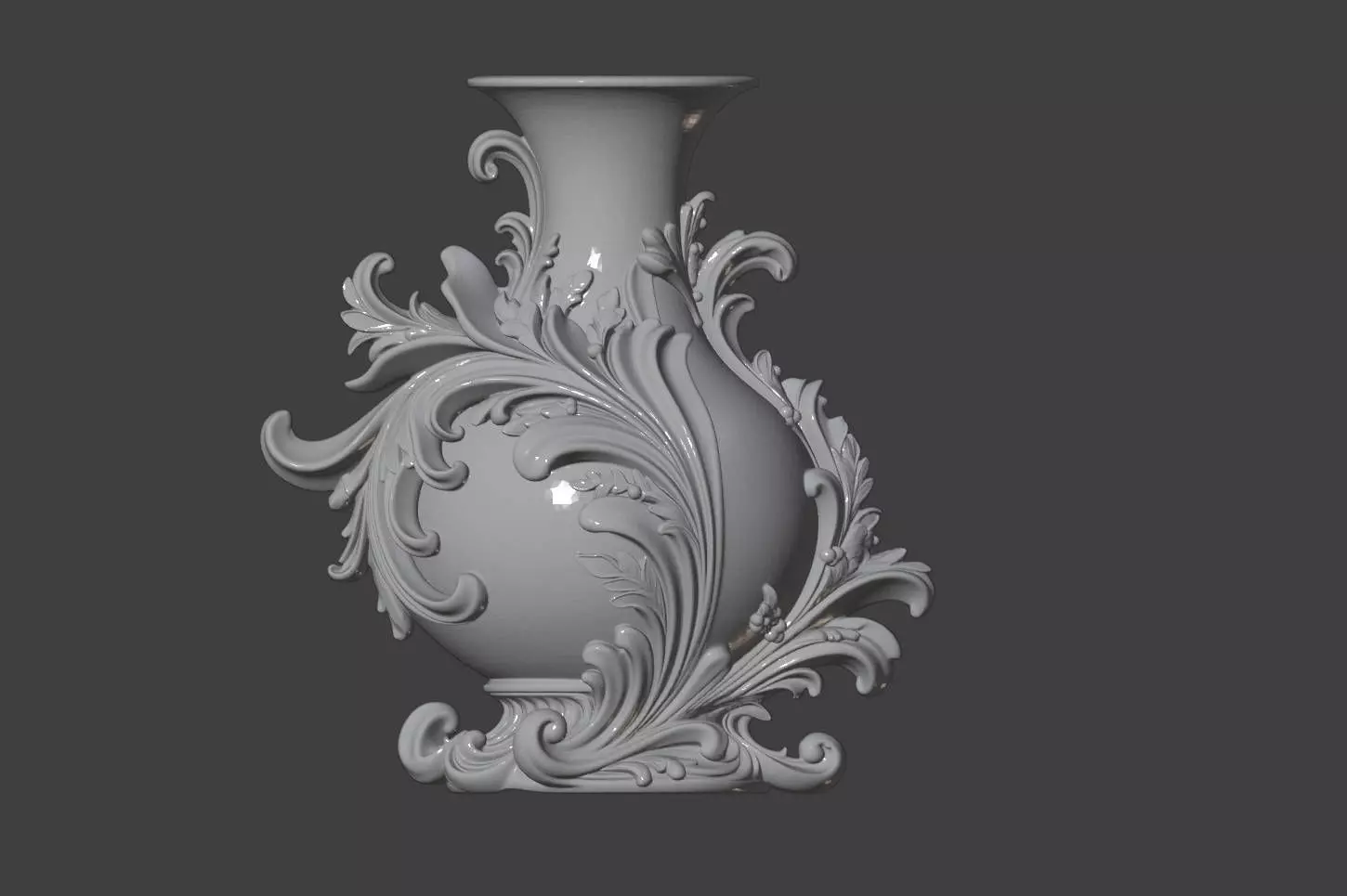 Baroque Style Decorative Vase STL 3D Model 3D print model_0