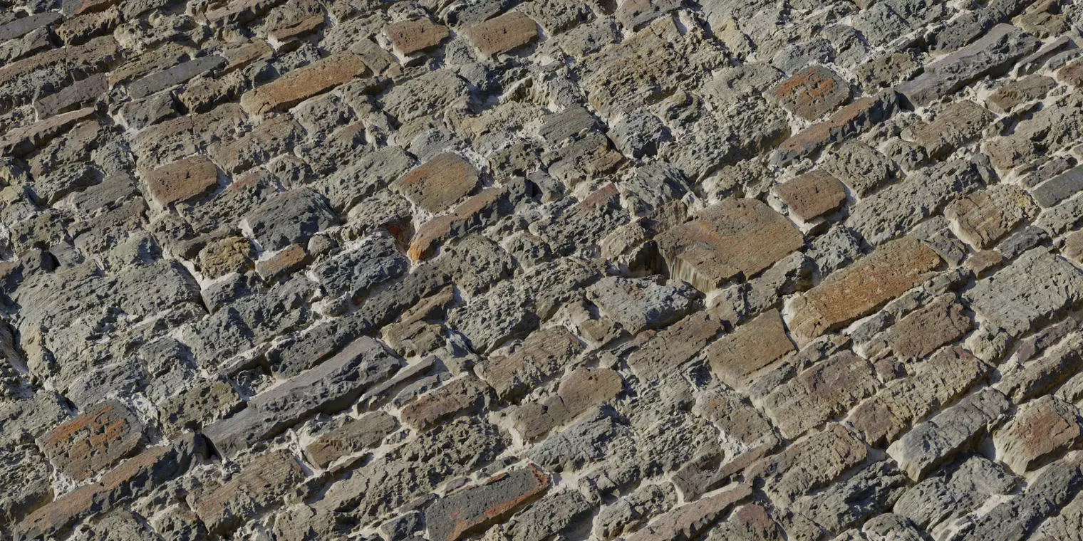 Historic Rubble Brick Wall PBR Texture Texture_1