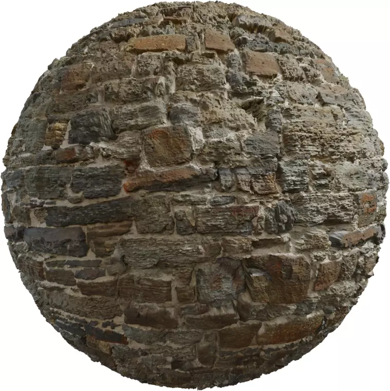 Historic Rubble Brick Wall PBR Texture Texture_0