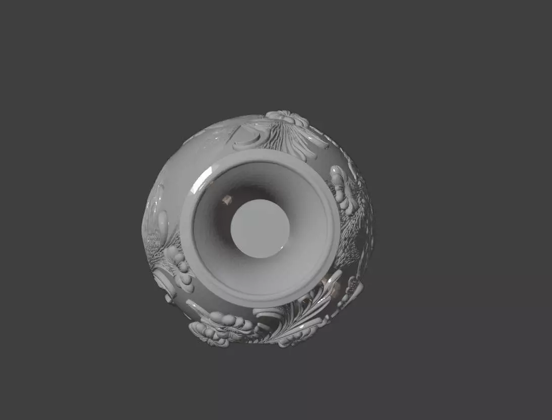 Floral Relief Decorative Vase STL 3D Model 3D print model_5