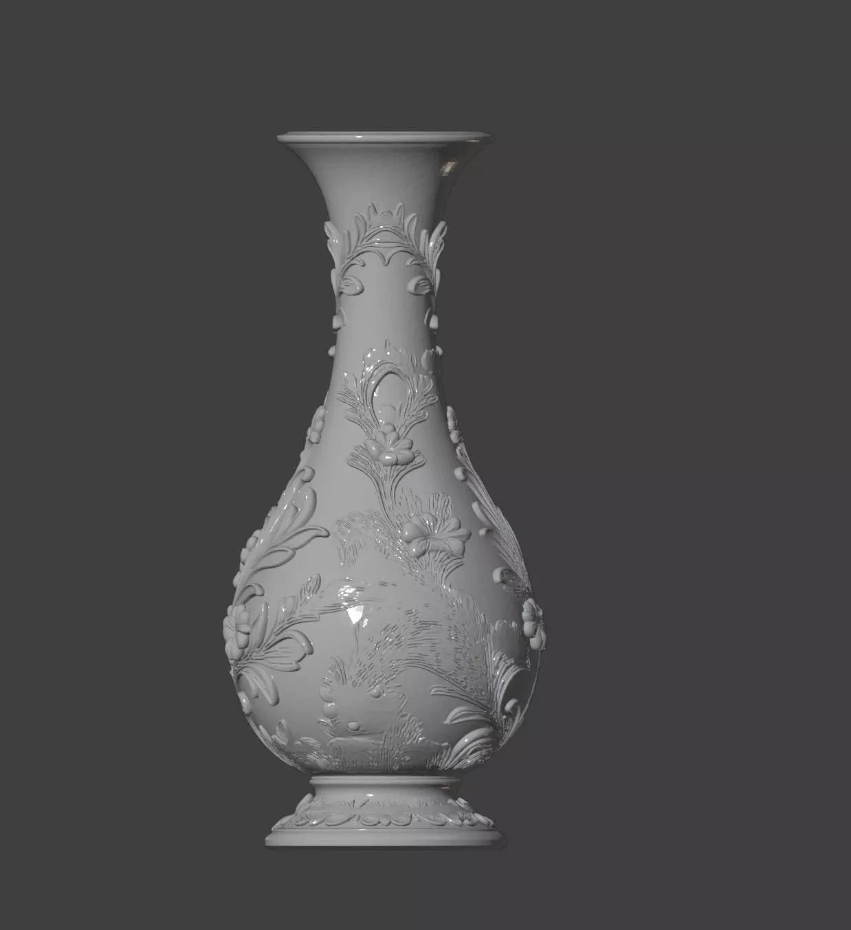 Floral Relief Decorative Vase STL 3D Model 3D print model_0