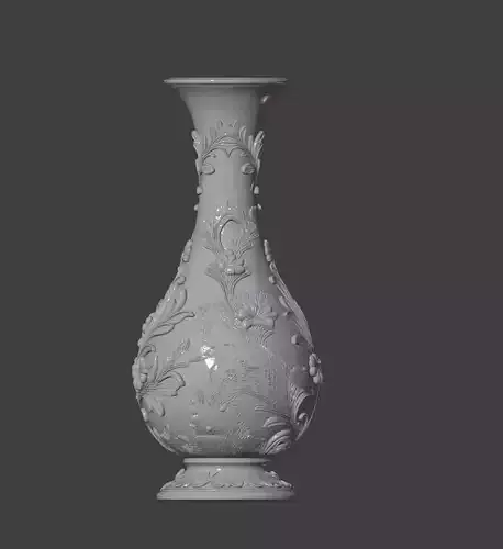 Floral Relief Decorative Vase STL 3D Model