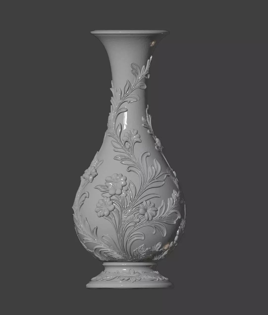 Floral Relief Decorative Vase STL 3D Model 3D print model_3