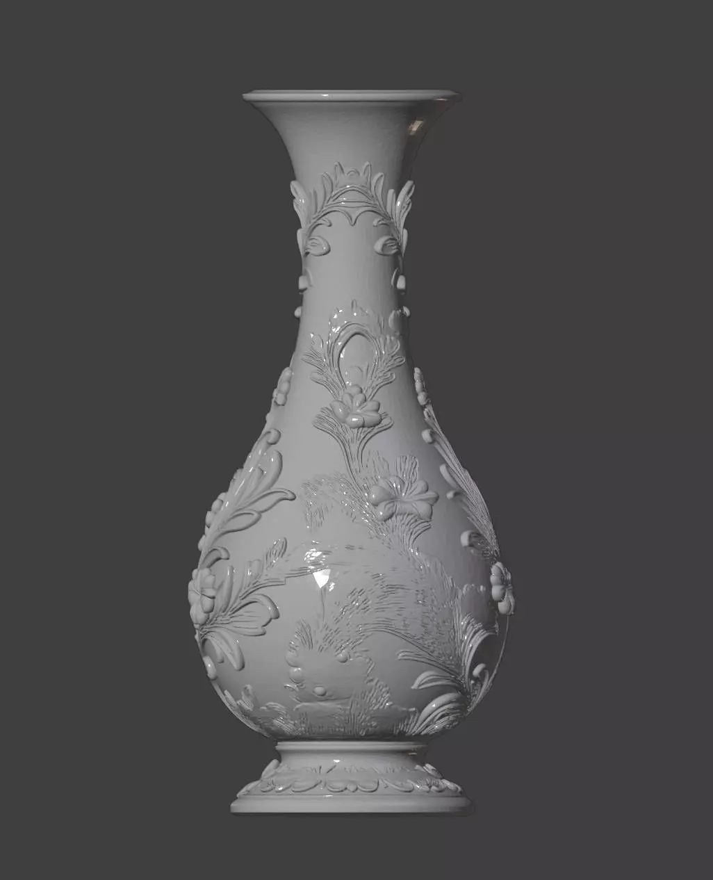 Floral Relief Decorative Vase STL 3D Model 3D print model_4